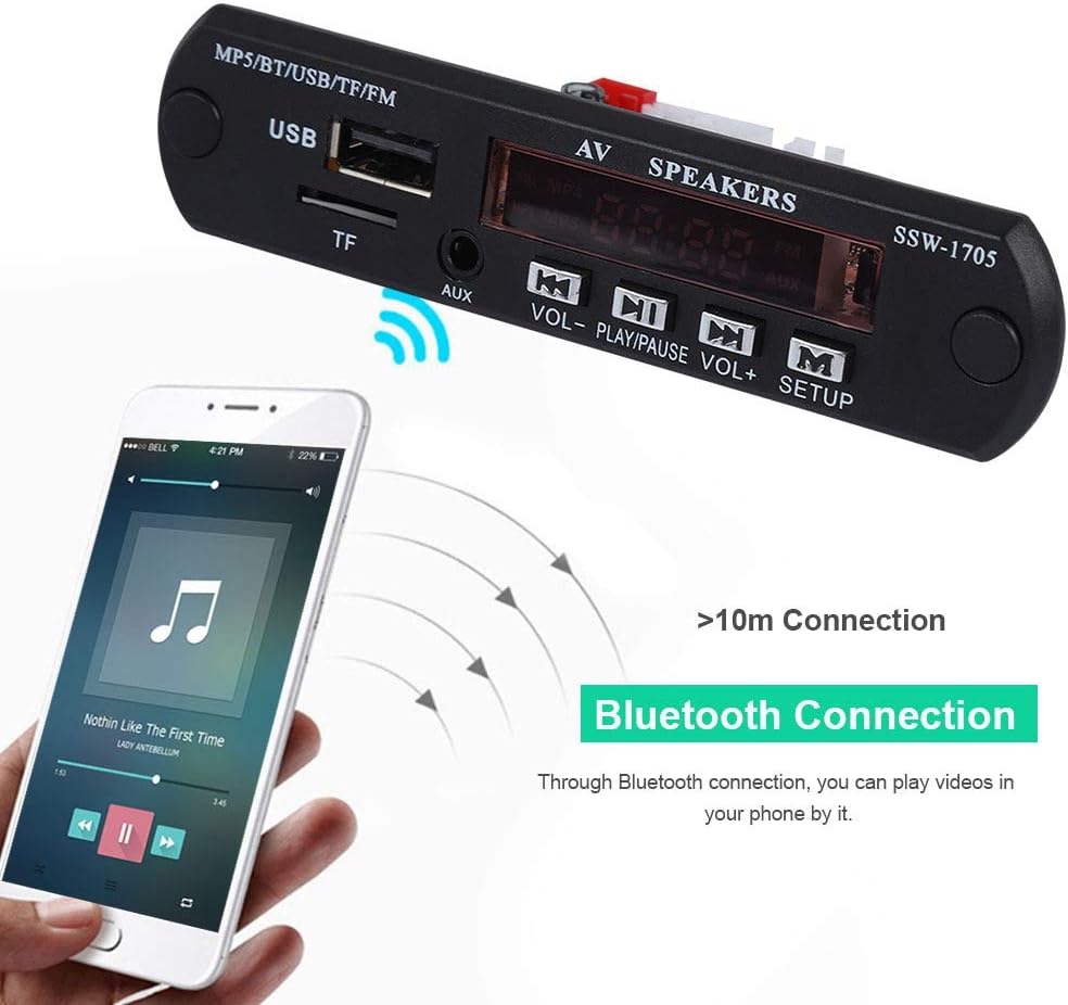 Zopsc MP5 Set-top Player Bluetooth SSD Stereowith LED/FM Radio/Remote Control, Support TF Card, AUX Input, USB Devices