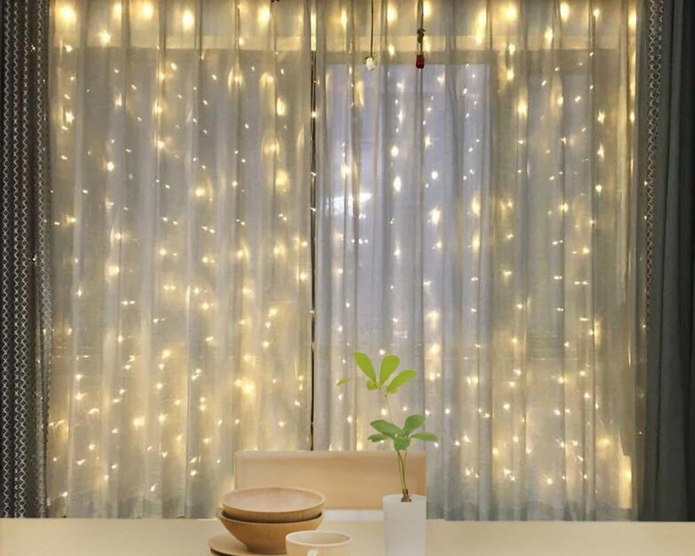 Twinkle Star 600 LED Curtain String Lights - Warm White for Weddings, Parties, Home & Garden Decor