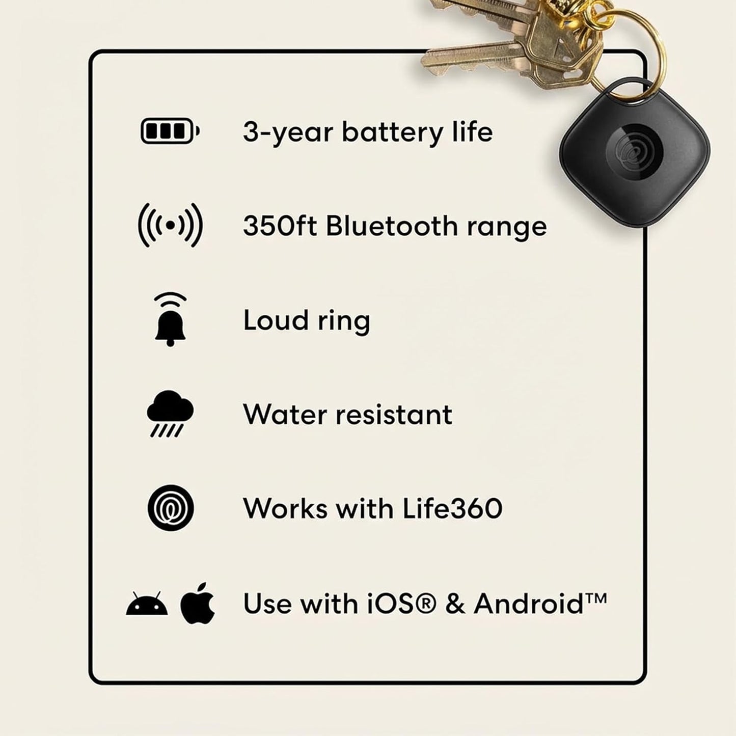 Life360 Pack 2-Pack Tile Starter - Bluetooth Trackers and Item Finders for Keys, Wallets & More. Both iOS and Android