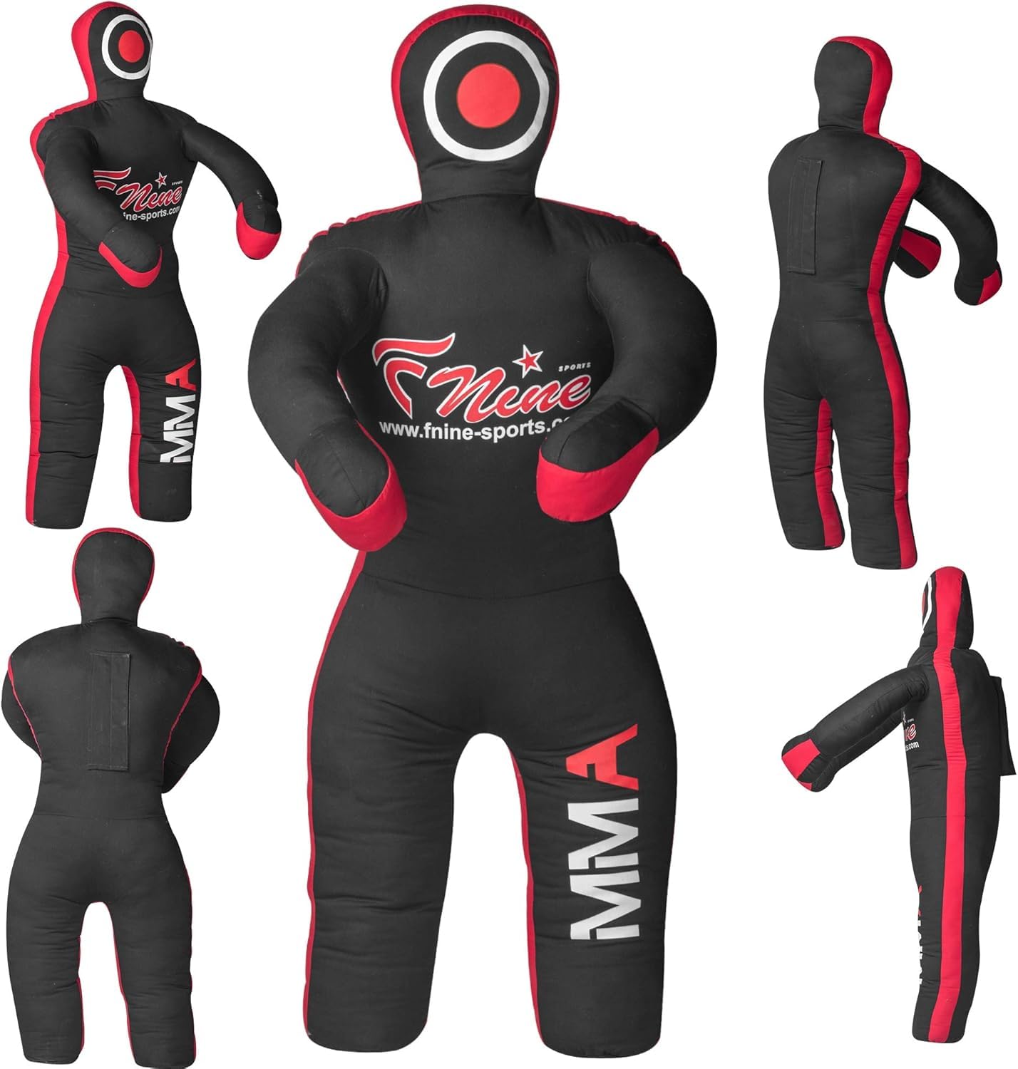 MMA Grappling Dummy, for Judo, Wrestling, Brazilian Jiu Jitsu, Submission and Throwing UNFILLED Canvas Bag (Black Red, 47 Inches (4 feet))