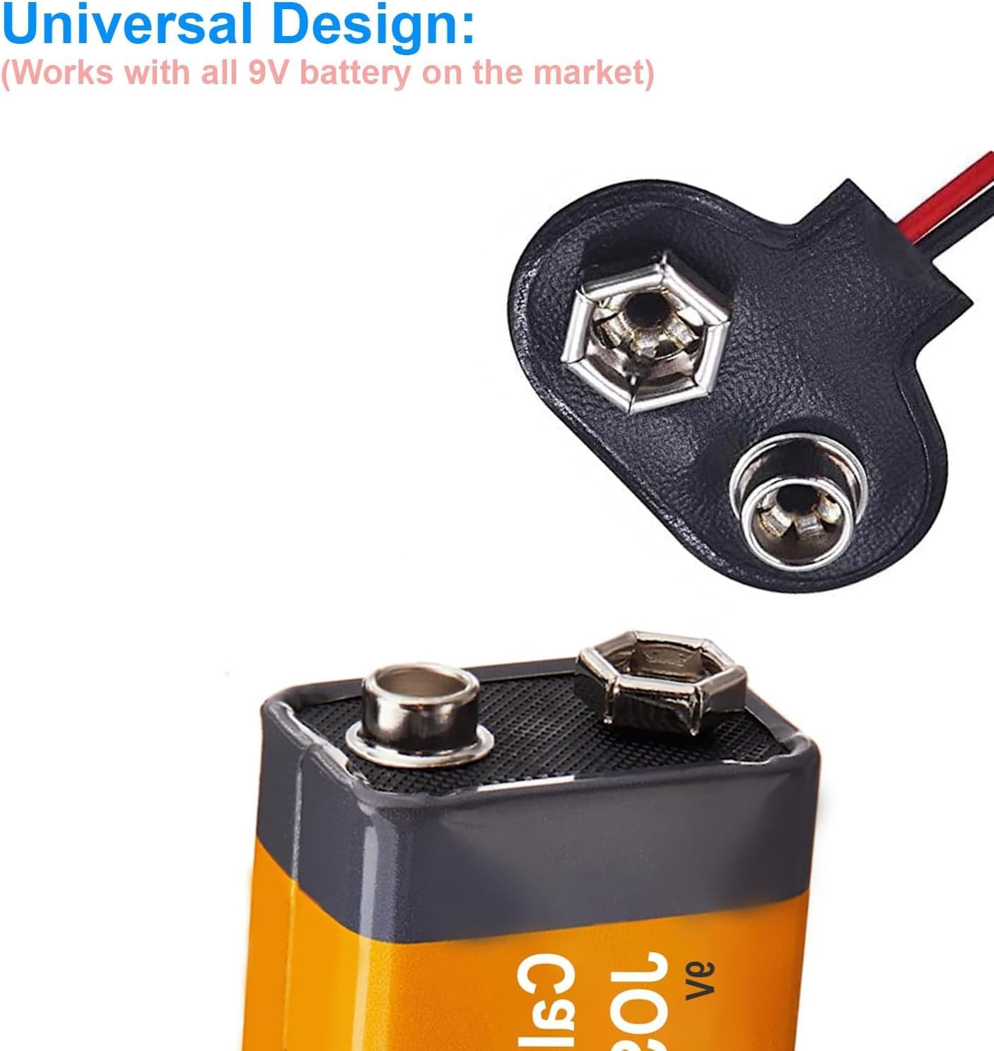 California JOS 2 Pack 9V 9 2.1mm 5.5mm Battery Clip V Battery Connector with X Male DC Plug for Arduino Electronics