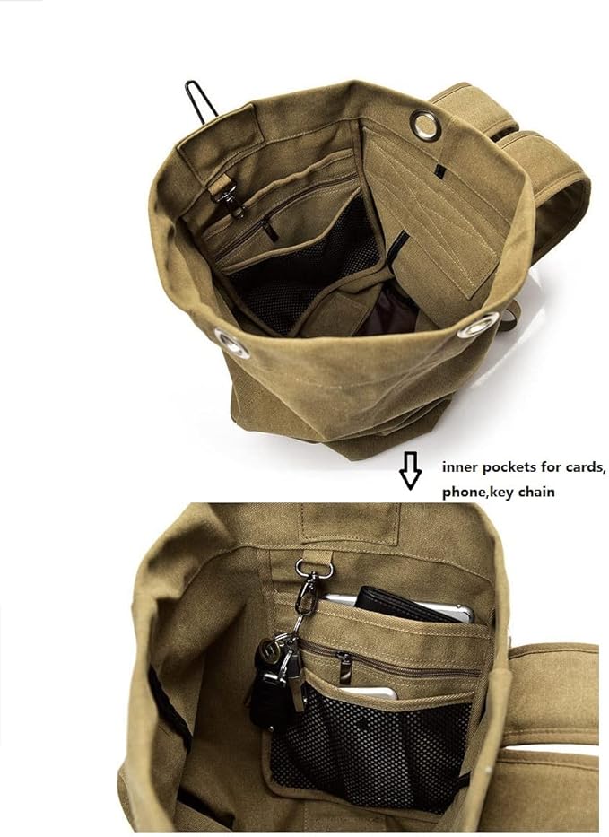 Large Capacity Travel Climbing Bag Tactical Military Duffel Bag Top Load Double Strap Canvas Backpack