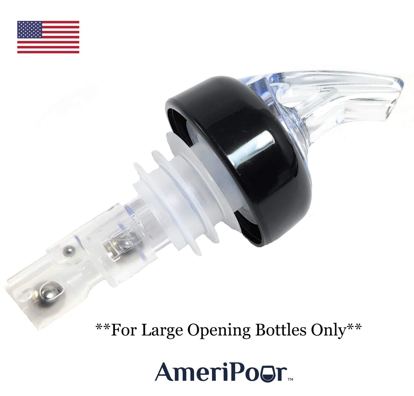 Measured Liquor Pourers - Large Cork For Oversized Bottles - Made 100% In The USA. Bar Spouts That Don't Leak - No Cracks, Just A Perfect Cocktail Pour Everytime. (Clear, 1.5oz (45ml) - 3 Pack)