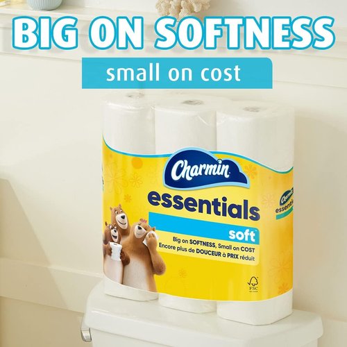 Charmin Essentials Soft Toilet Paper - 9 Mega Rolls | Equivalent to 36 Regular Rolls