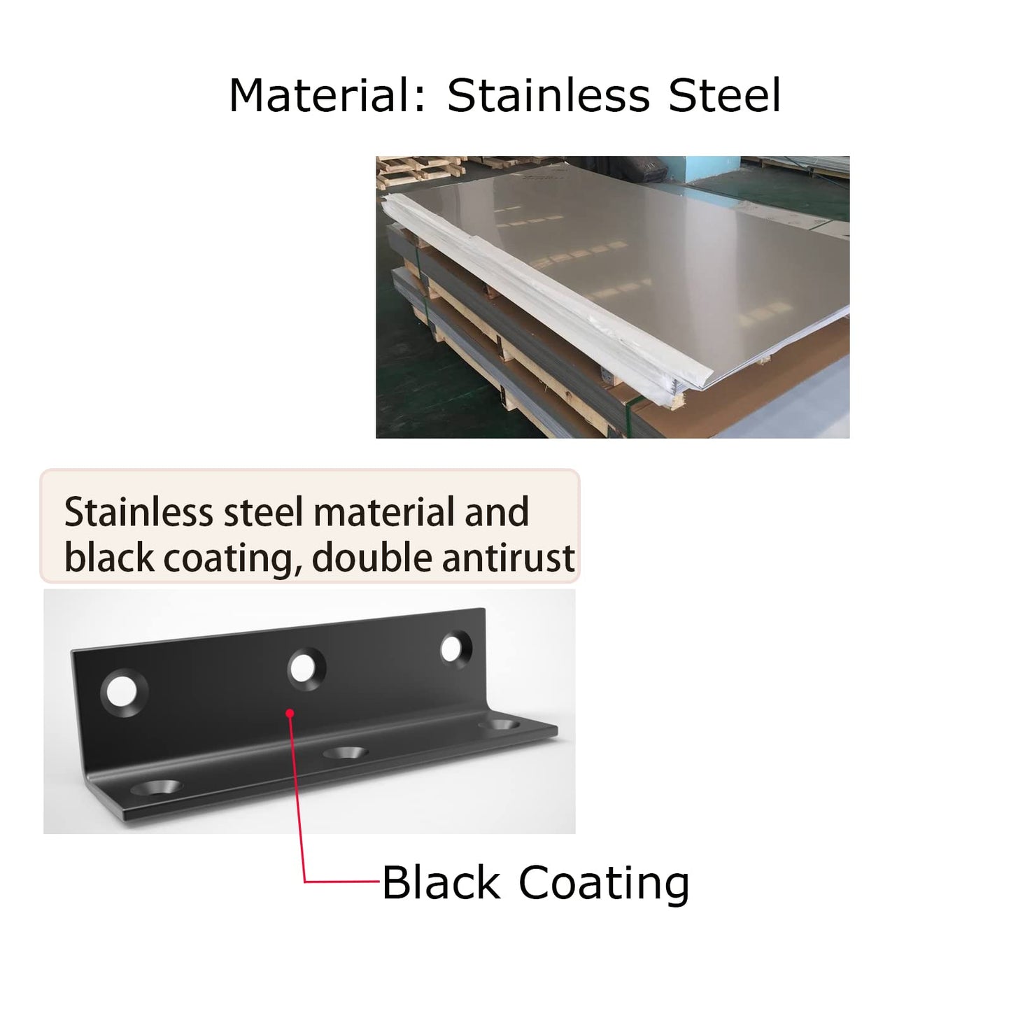 L Bracket,Heavy Duty Corner Brace,Stainless Steel Corner Bracket,Black Large Angle Brackets, Metal Braces for Wood Aufuga (8, 3.2x0.8x0.8)