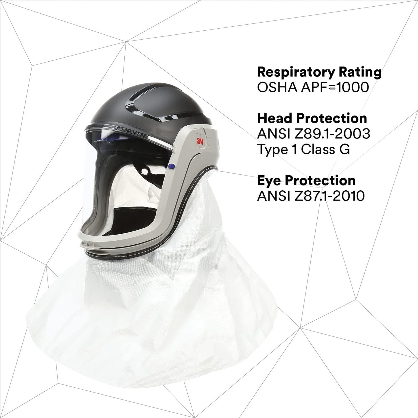 3M PAPR, Versaflo Respiratory Helmet M-405, For Powered Air Purifying Respirators, Standard Polycarbonate Visor and General Purpose Shroud, 1/Case