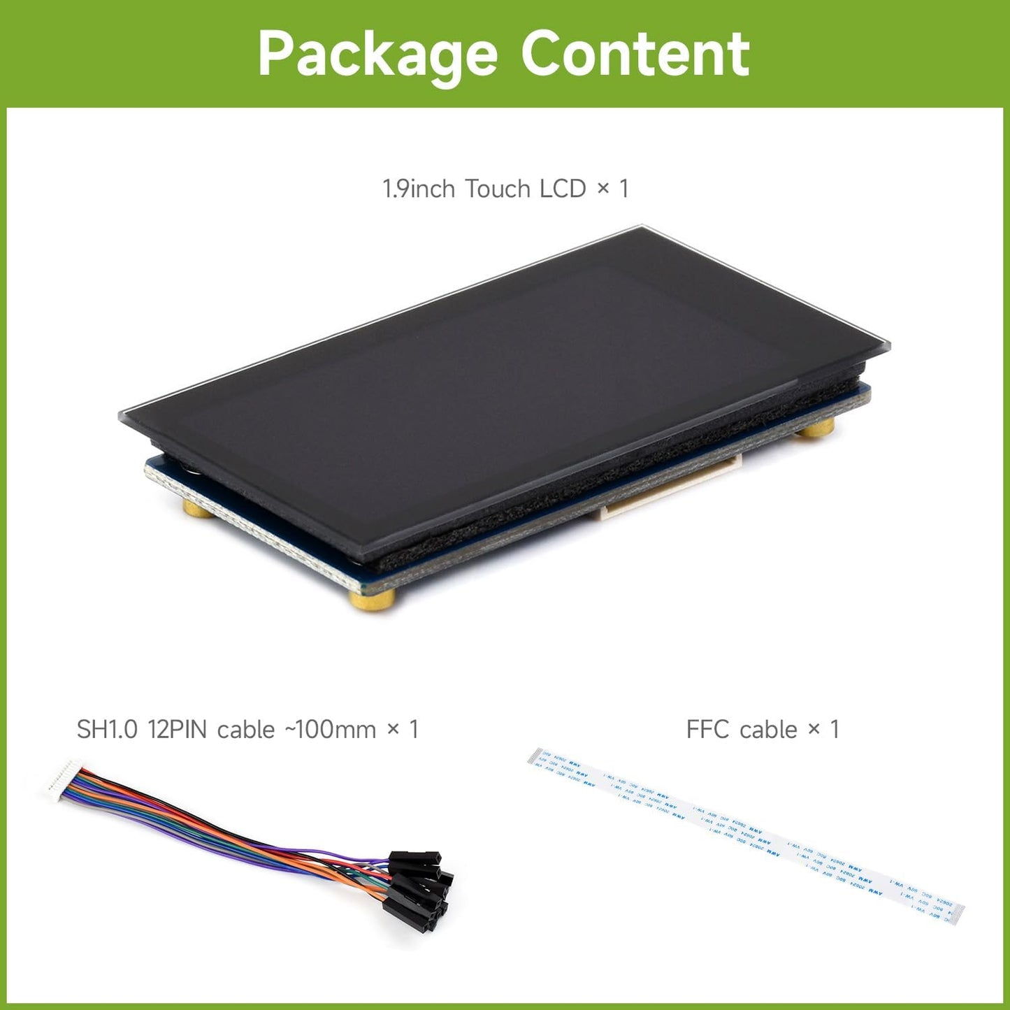 1.9inch 172320 I2C Communication, 262K Waveshare Touch LCD Display Module, Micro LCD Display, Resolution, IPS, SPI