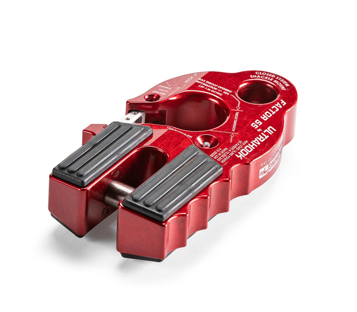 Factor 55 00250-01 Ultrahook Winch Hook Closed System Shackle Max Load 16,000 lbs ULT Strength Shackle Pin Mount 48,000 lbs Offroad 4x4 Adventure – Red.