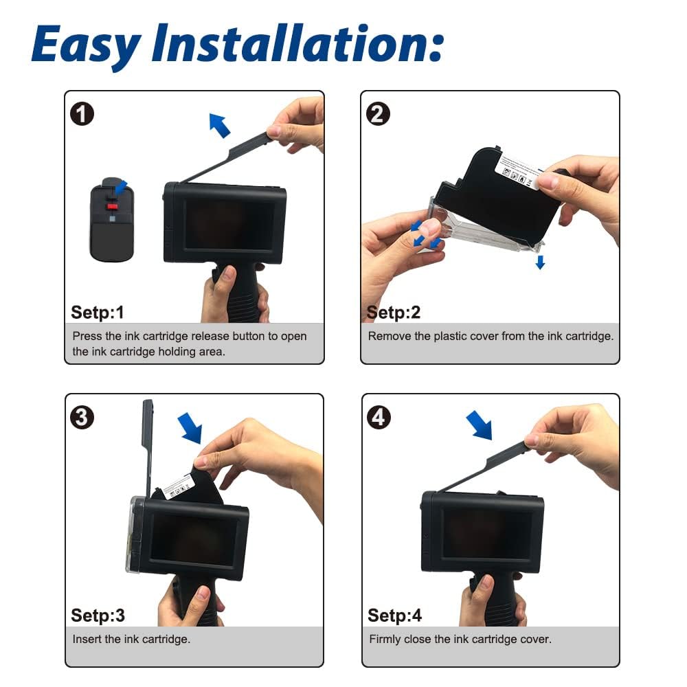 BENTSAI BT-HH6105B2 Handheld Inkjet Printer with 1/2 Inch Print Height Portable Handheld Printer for EXP Date, Batch Number, QR Code, Barcode, Logo on Carton Wood Fabric Plastic Metal (Black)
