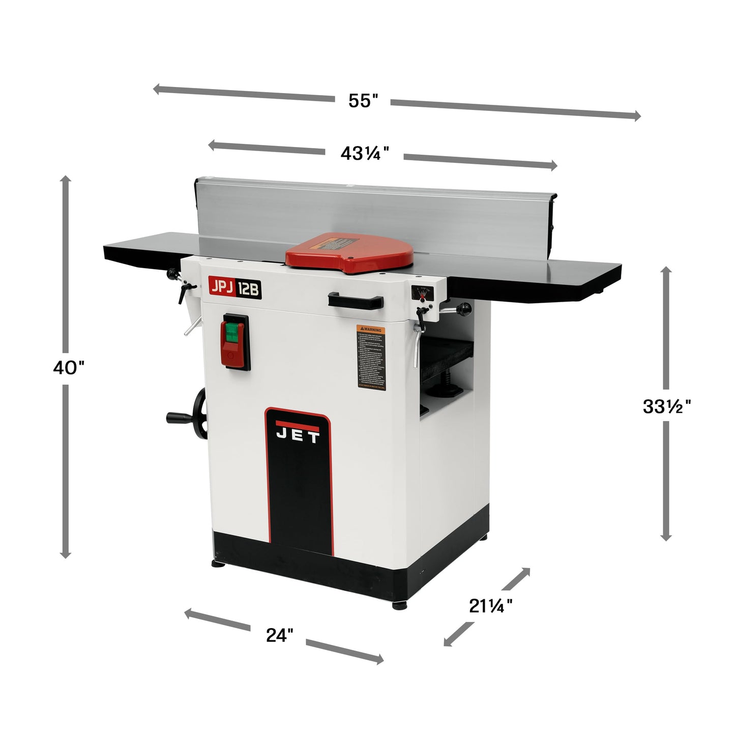 Jet 12-Inch Planer/Jointer, Helical Cutterhead, 3 HP, 230V 1Ph (JPJ-12BHH)
