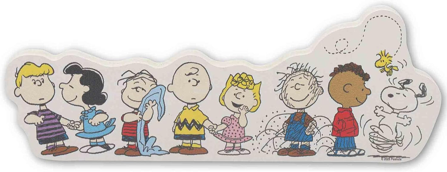 Open Road Brands Peanuts Gang Shelf Sitter Decor - Charming Wood Block Featuring Charlie Brown, Snoopy & Friends