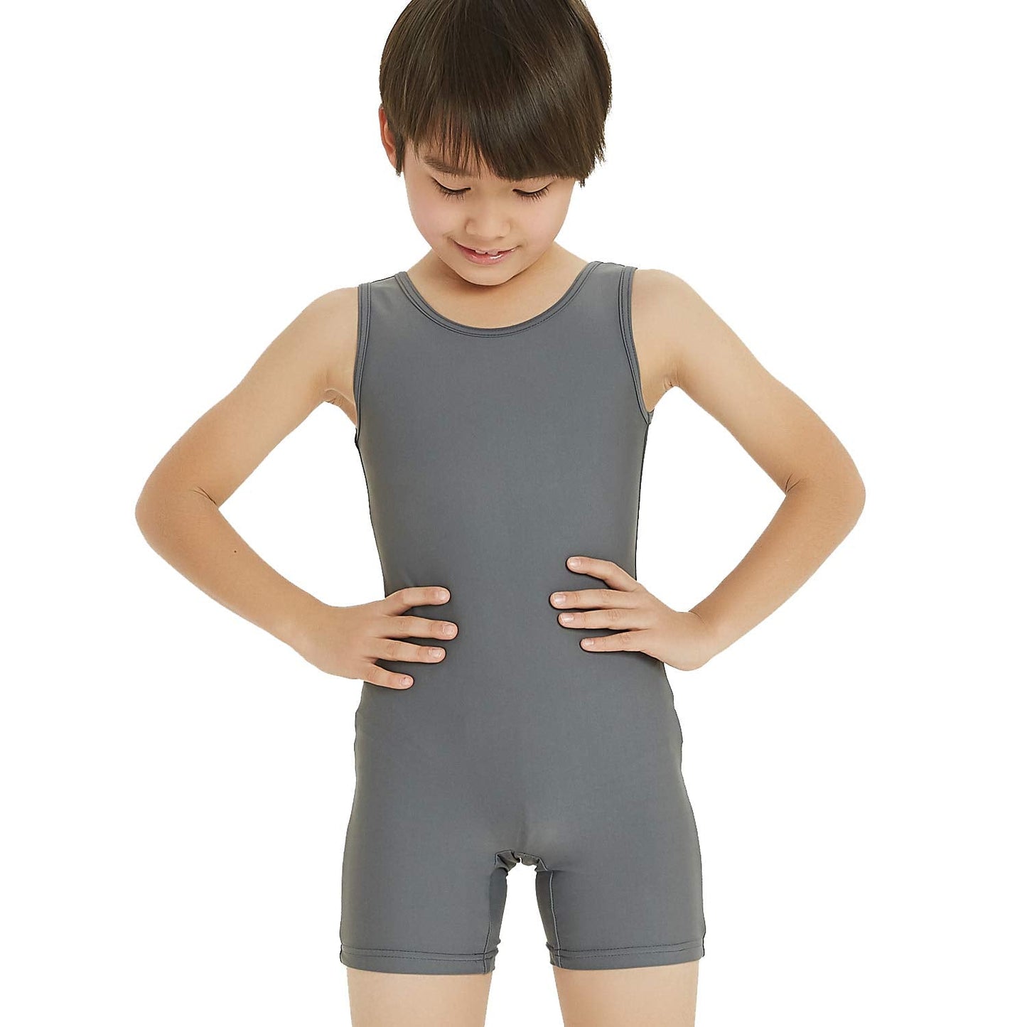 Boy's Gymnastics Unitard Toddler Ballet Dance Practice Atheletic Competition Training Leotard Gray,MC