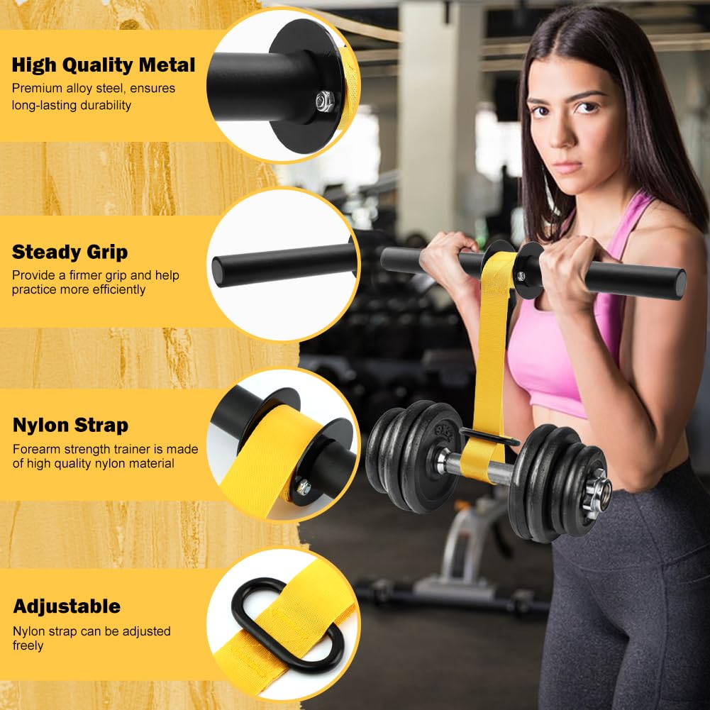 Forearm Strengthener and Wrist Roller, 43.3/51.2 Inch Adjustable Ultra-Strong Nylon Webbing Wrist Forearm Blaster with Quick Locking Mechanism & Anti-Slip Grips, Max 100+ lbs Load for Grip Strength Training, Climbing, Home Gym