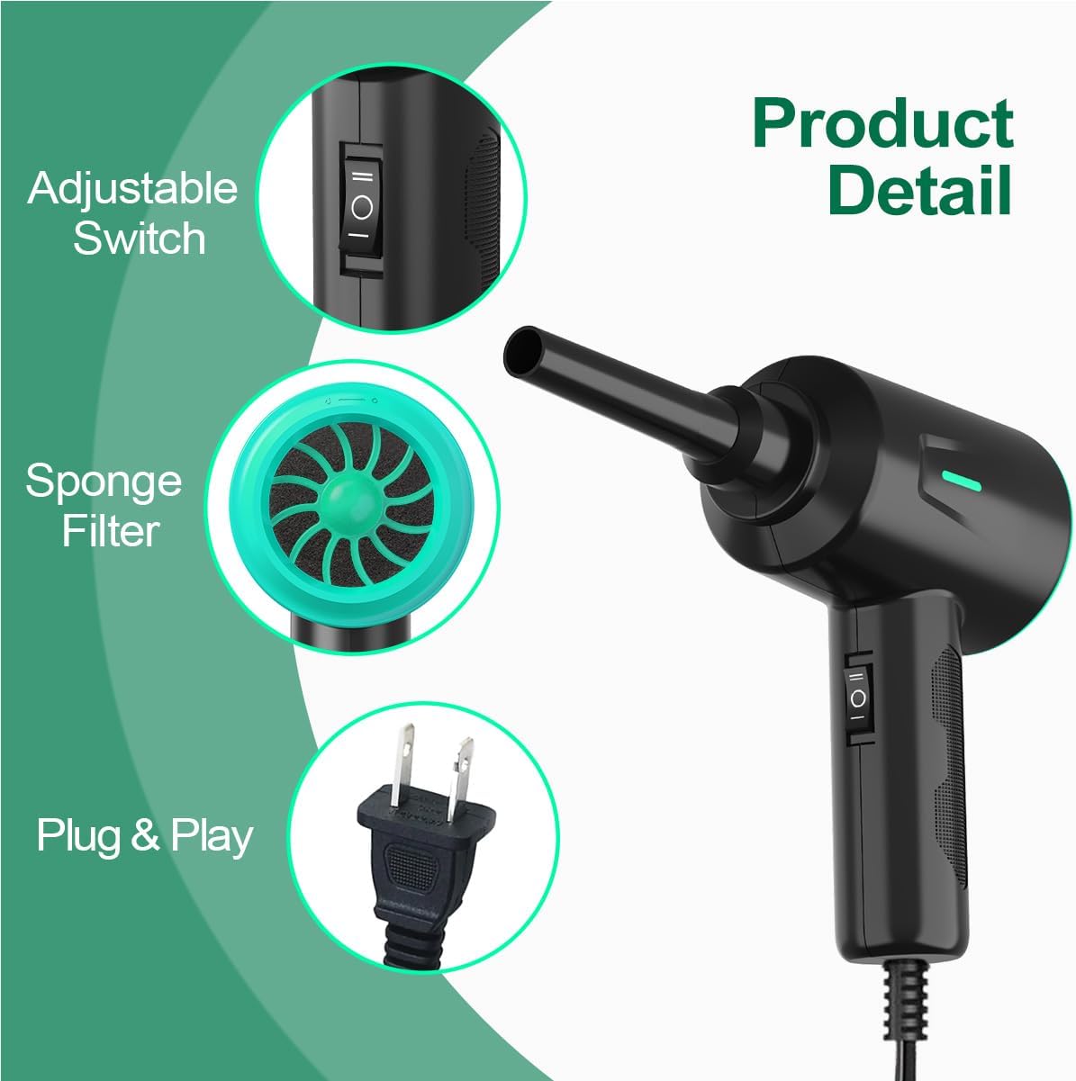 5.74oz 2 Meudeen Air Duster - Electric Air Blower - High Power Cleaning for Computer - PC - Gear Compressed Air