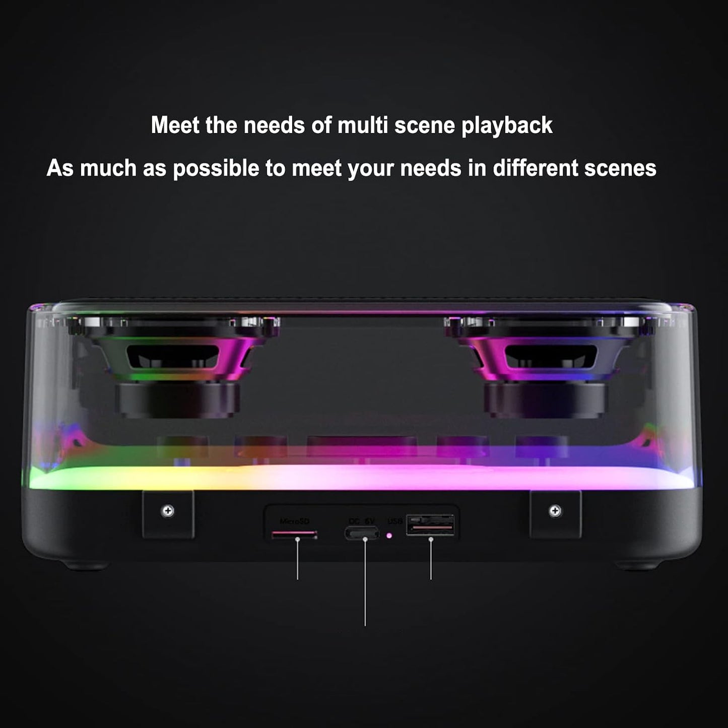 Serounder IPX5 Bluetooth Speaker, Portable Speaker with Stereo Sound, RGB Lights, Mechanical Buttons, Water Resistant