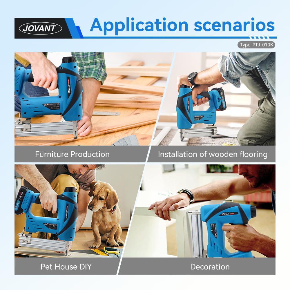 2 in 1 Nail Gun Battery Powered, 20V Cordless Nail Gun,4 * 80pcs Nails, 4 * 88pcs Staples, with Staple Puller, 2 * 2.0Ah Li-Ion Batteries and 2.4A Charger, Brad Nailer for Home Improvement & DIY