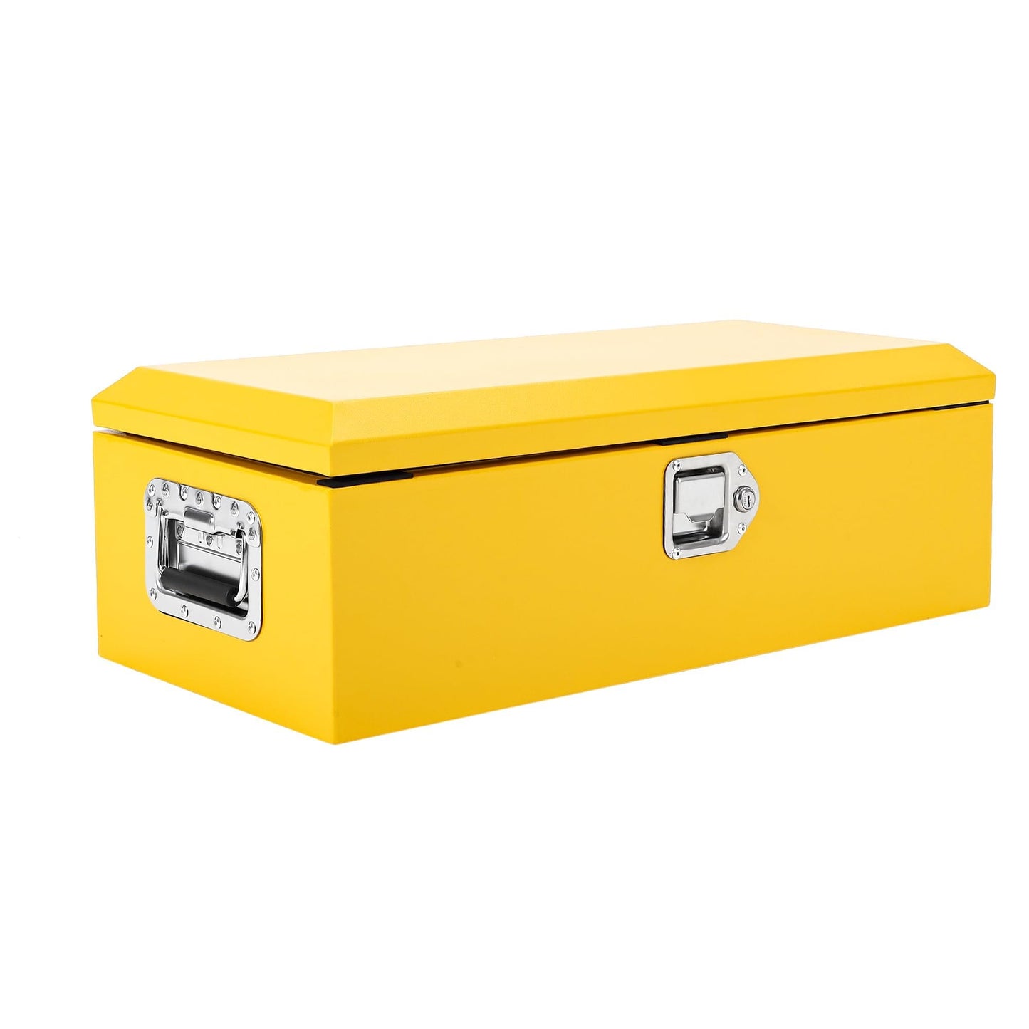 Heavy Duty Steel Truck Bed Tool Box, Powder-Coated Diamond Plate Storage Chest with Side Handle & Lock, Durable Metal Toolbox Organizer for Pickup, RV, Trailer, Mechanic or Workshop - 30X13X10 in