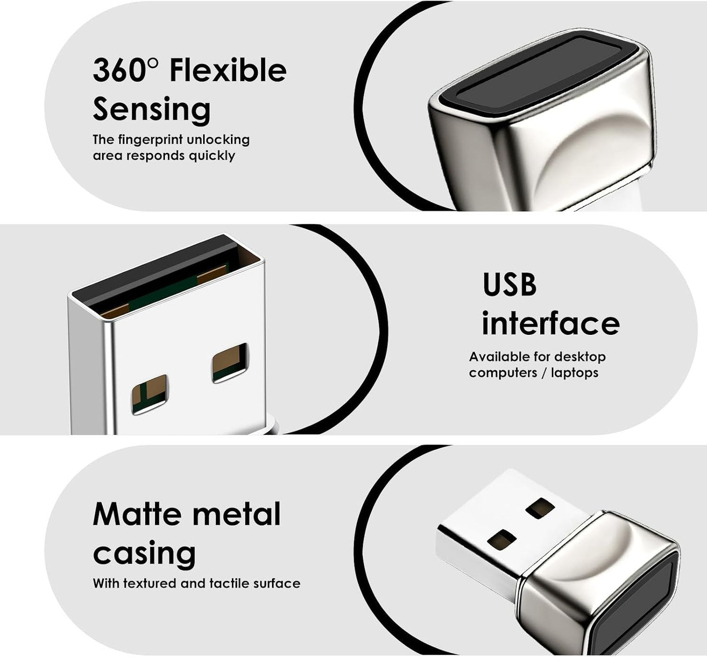 Windows10/11, Setup-Windows USB Fingerprint Reader for Windows Hello Mini Fingerprint Scanner,Metal Shell Auto Driver