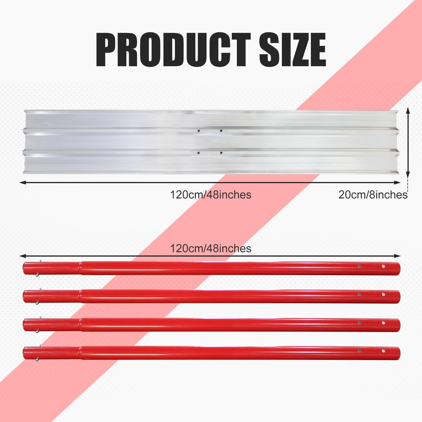 Concrete Bull Float Tools Kit 48"x8" Cement Trowel Tools, Aluminum Magnesium Alloy Concrete Screeding and Finishing Tool Kit with 48" Handle x4 and Bull Float Bracket