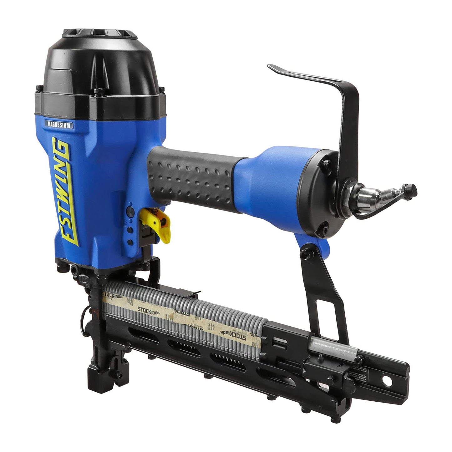 Estwing Pneumatic 9-Gauge Fencing Stapler, 7/8"–2" Staples, Lightweight Magnesium Staple Gun with Depth Adjustment, Anti-Dry Fire & Swivel Fitting, Includes T-Handle, Belt Hook & Carry Bag, EFS9