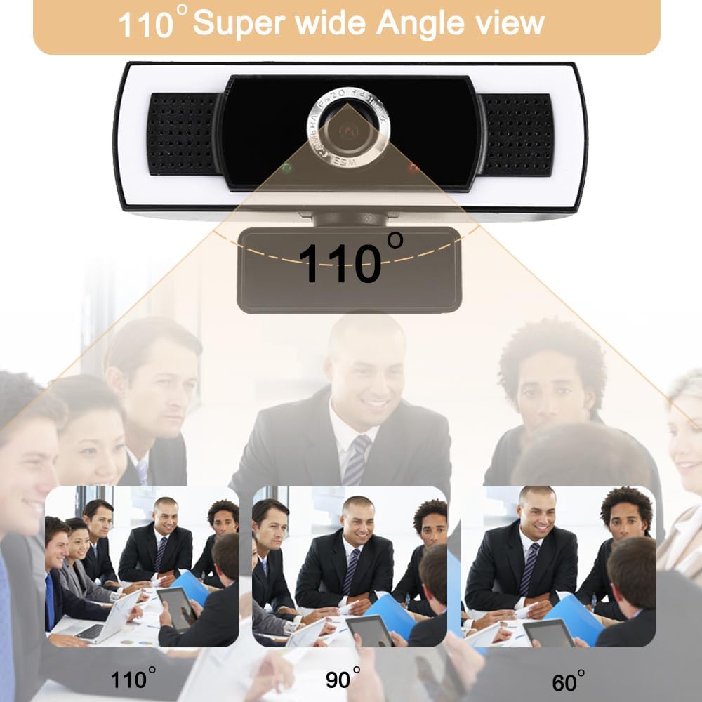 WEISHIXIN 1080P Webcam with Microphone, auto Zoom, Software Control & Privacy Cover, USB HD Computer Web Camera, Plug