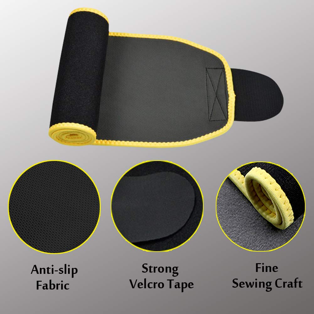 Heekooi Waist Trimmer Sweat Belt, Waist Trainer Support for Men Sweat Belt for Women Belly Wraps Yellow