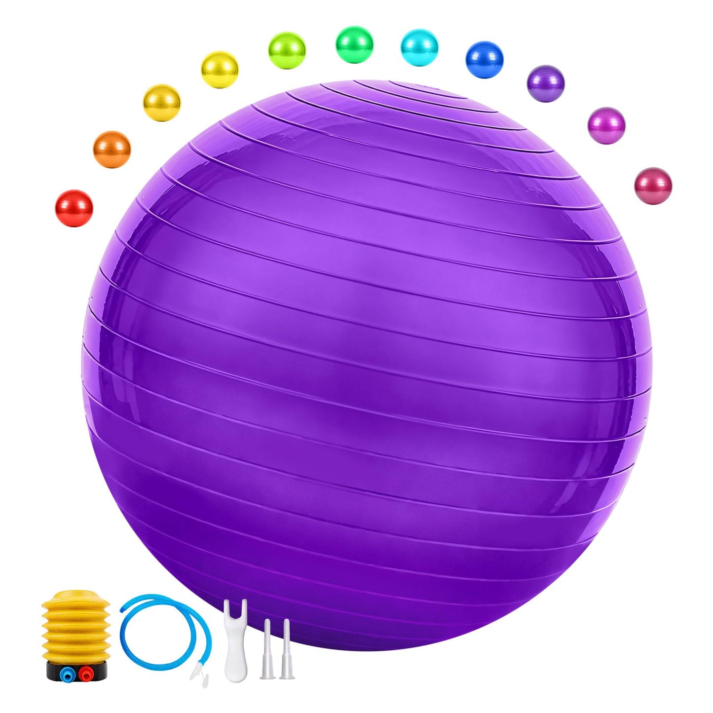 Solid Exercise Ball,High-Weight Capacity (3000 lbs) Anti-Burst Yoga Ball Chair,Swiss Ball for Pregnancy,Birthing, Fitness, Physical Therapy (Purple, S(41-50))