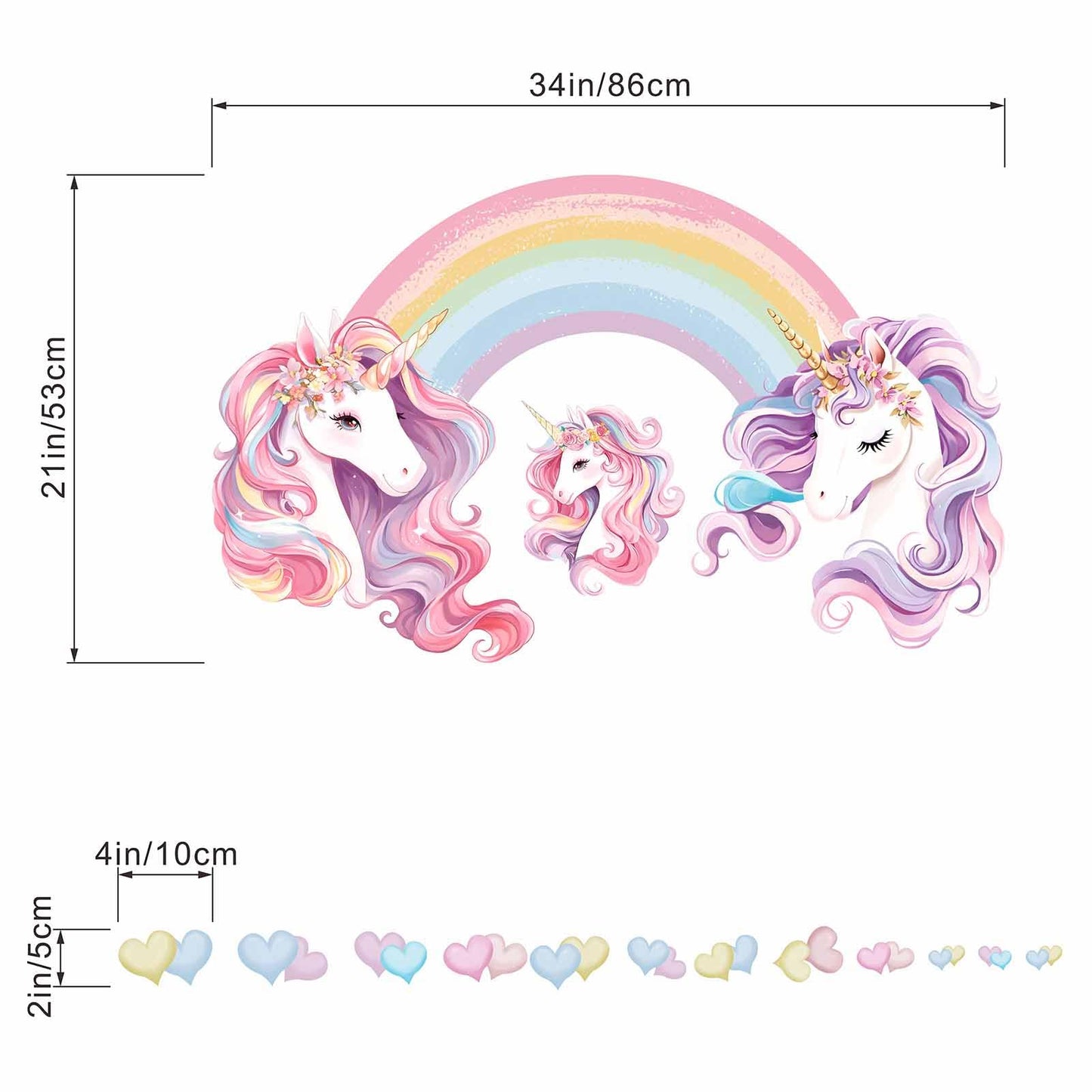 Unicorn Rainbow Wall Stickers for Girls: Peel and Stick Unicornio Cloud Wall Decals - Wall Art Decor Kids Supplies Ages 1 2 3 4 5 6 7 8 9 10 11 12 Year