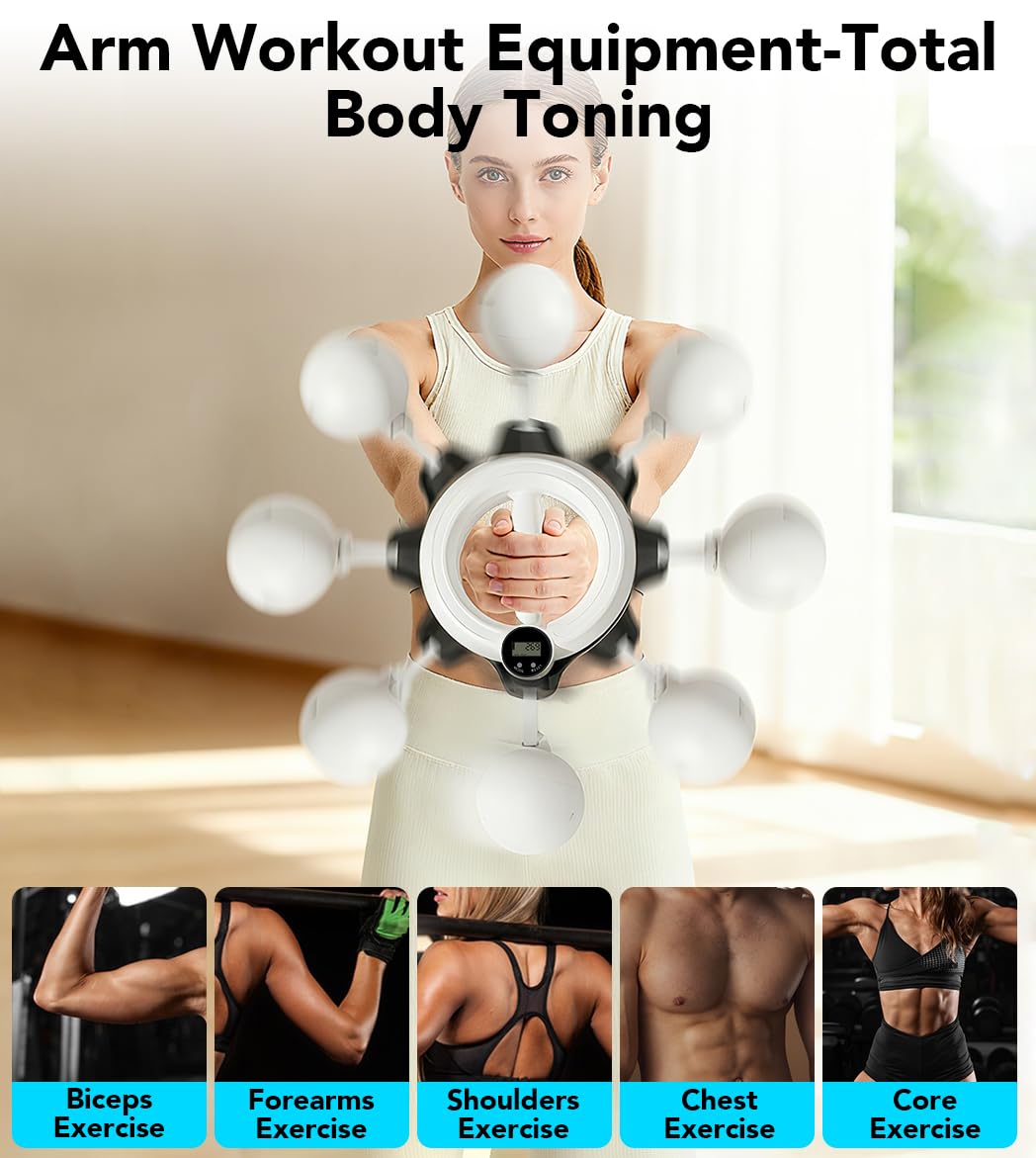NIIFAWH Arm Workout Equipment, Shoulder Reliever for Women Chest and Shoulder Exercise Equipment for Men 360° Hand-Cran Forearm Fitness Trainer with Timing and Counting Functions for Home Gym