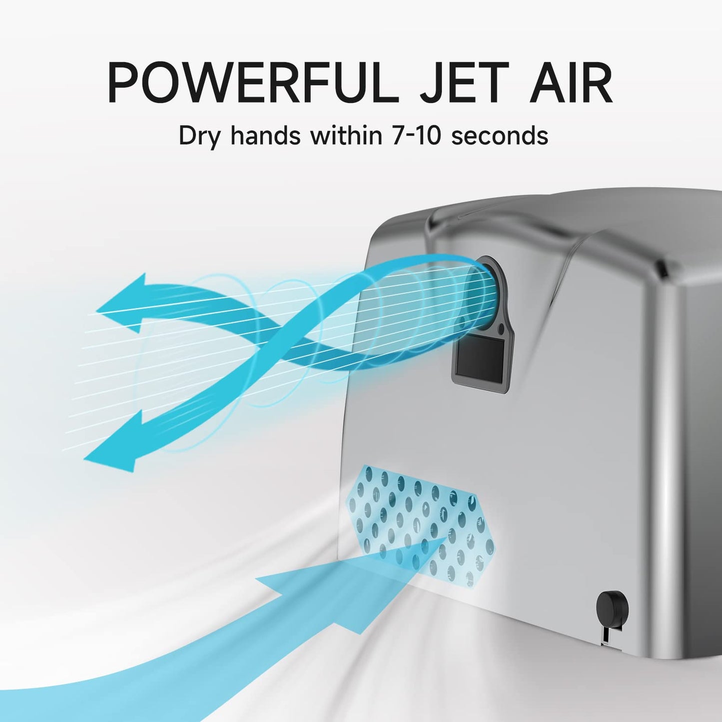 JETWELL 2Pack Compact Hand Dryer for Commercial Bathrooms, Stainless Steel Cover High Speed Automatic Warm Wind with Heating Switch, AC110V-130V