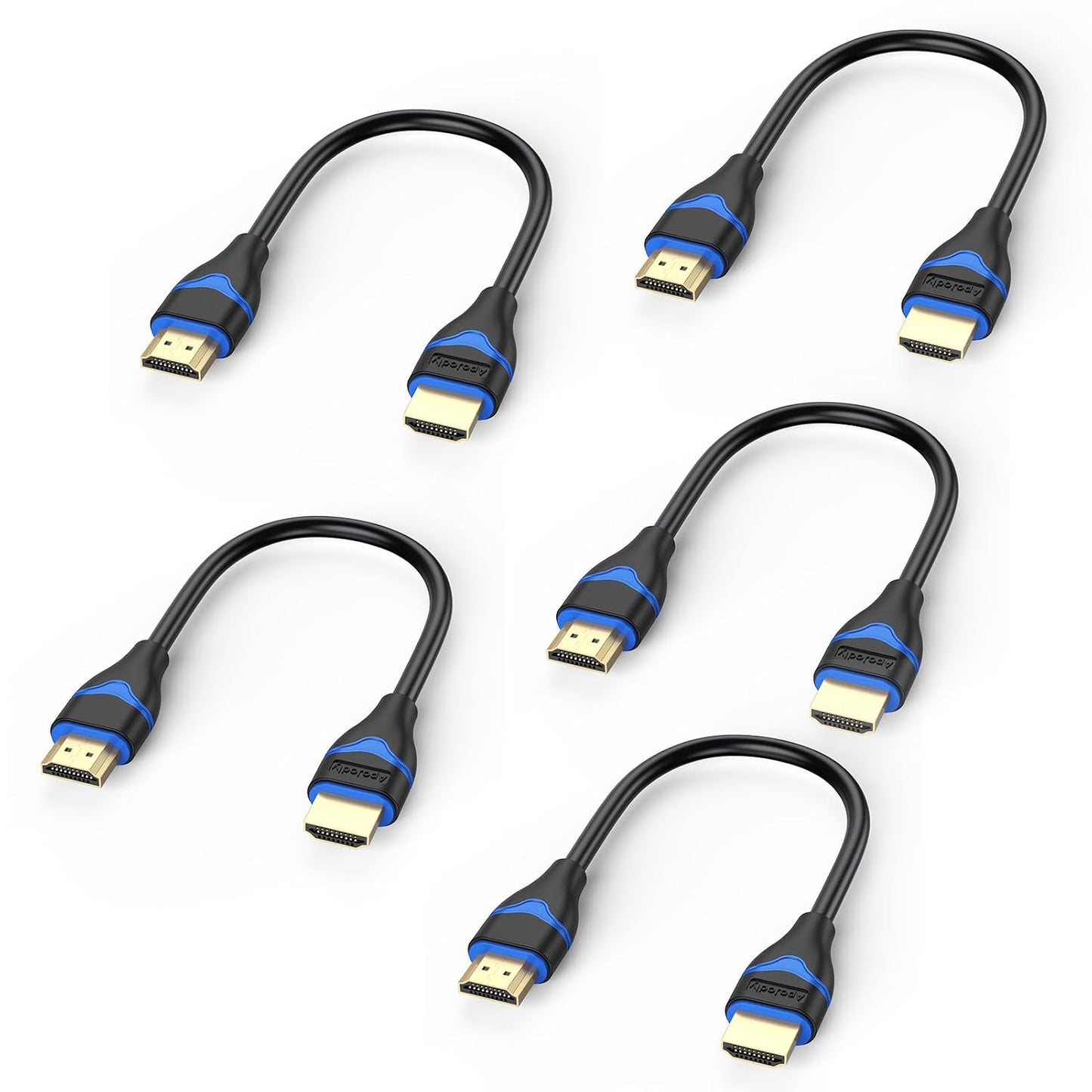 4K 6 inch 5-Pack, 0.5FT 2.0(4K@60Hz, 2K@144Hz, 1080P@120Hz, 18Gbps, 3D, 2.2, PS4/PS5, Short HDMI Cable HDMI Cord High
