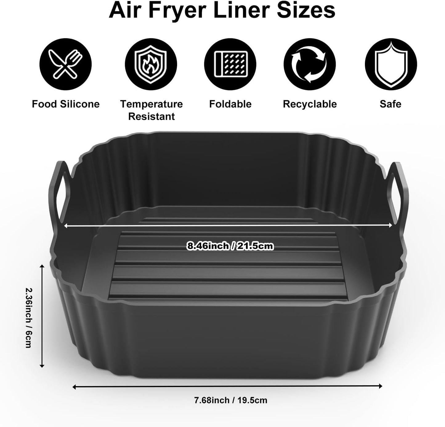 Square Silicone Air Fryer Liners by [Brand Name] - Reusable 8.5 Inch Accessories for Ninja & COSORI