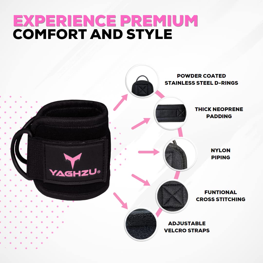 YAGHZU Ankle Straps for Cable Machines Women, Glute Kickback Cable Machine Attachments, Gym Ankle Cuffs, Wrist Cuffs for Workout, Leg Training Accessory, Fitness Gear for Home or Gym