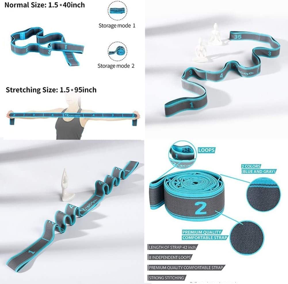 Stretch Bands for Exercise - Elastic Yoga Stretching Strap with 9 Loops for Flexibility, Pilates, Physical Therapy, Ballet & Gymnastics - Multi-Loop Leg Strap