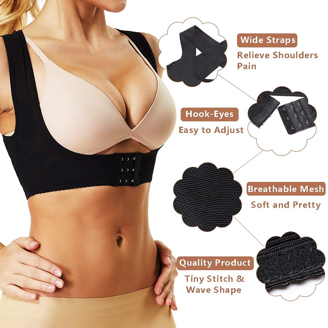 JOYSHAPER Chest Brace Up Women Posture Corrector Back Support Shapewear Breast X Strap Bra Support Shaper Vest Tops