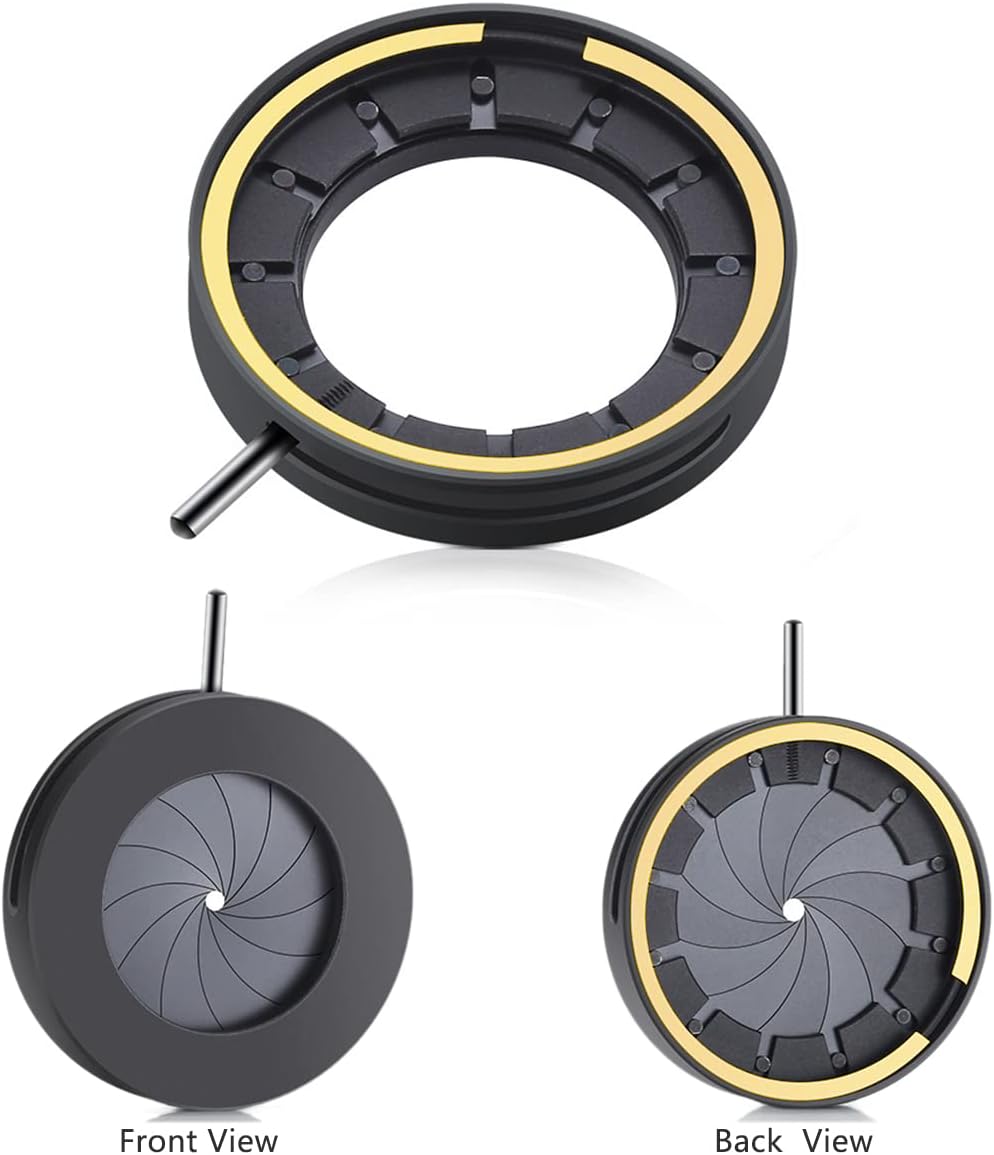 Flylin 1.5-23mm Microscope Aperture, Adjustable Iris Diaphragm Microscope Iris Adapter Lens Optical Diaphragm