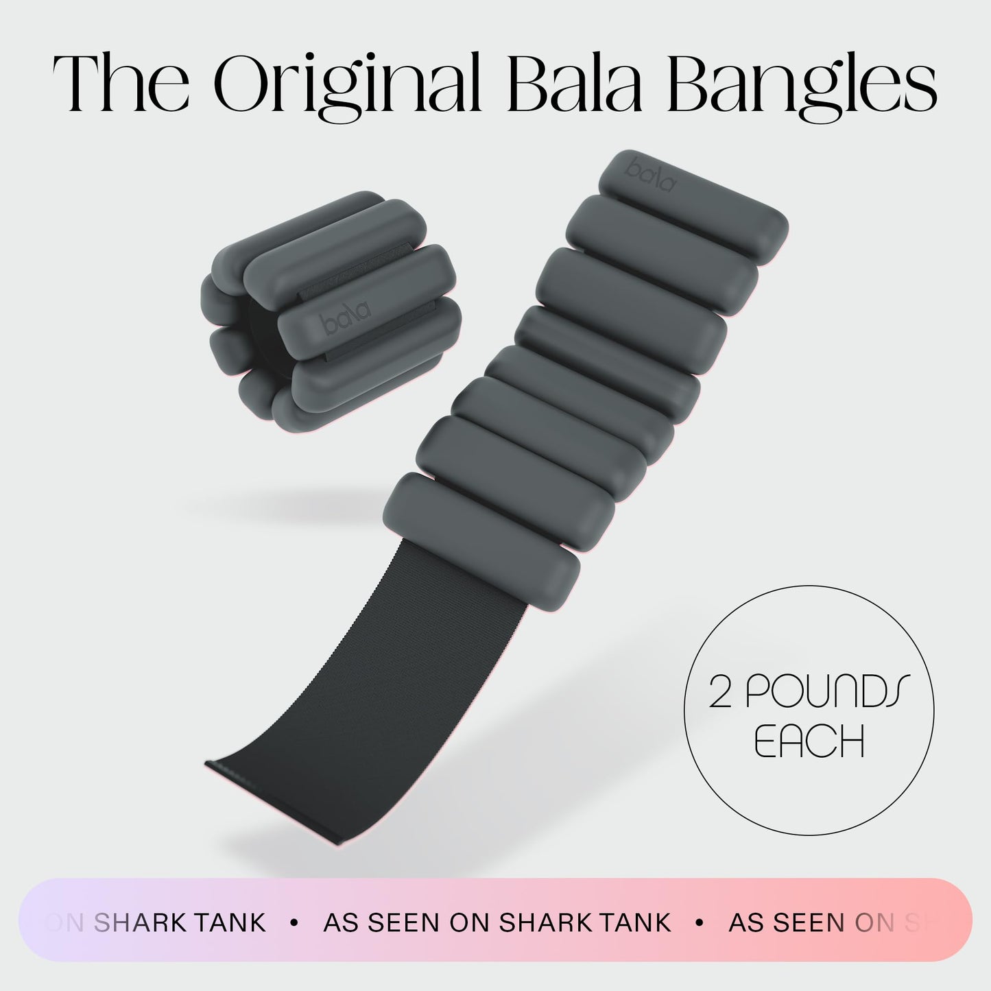 Bala Bangles Wrist & Ankle Weights for Women & Men - 2 lb Adjustable Weighted Bands - Soft Silicone Arm & Leg Weights for Pilates, Yoga, Walking, Barre, Home Workout & Strength Training Exercise