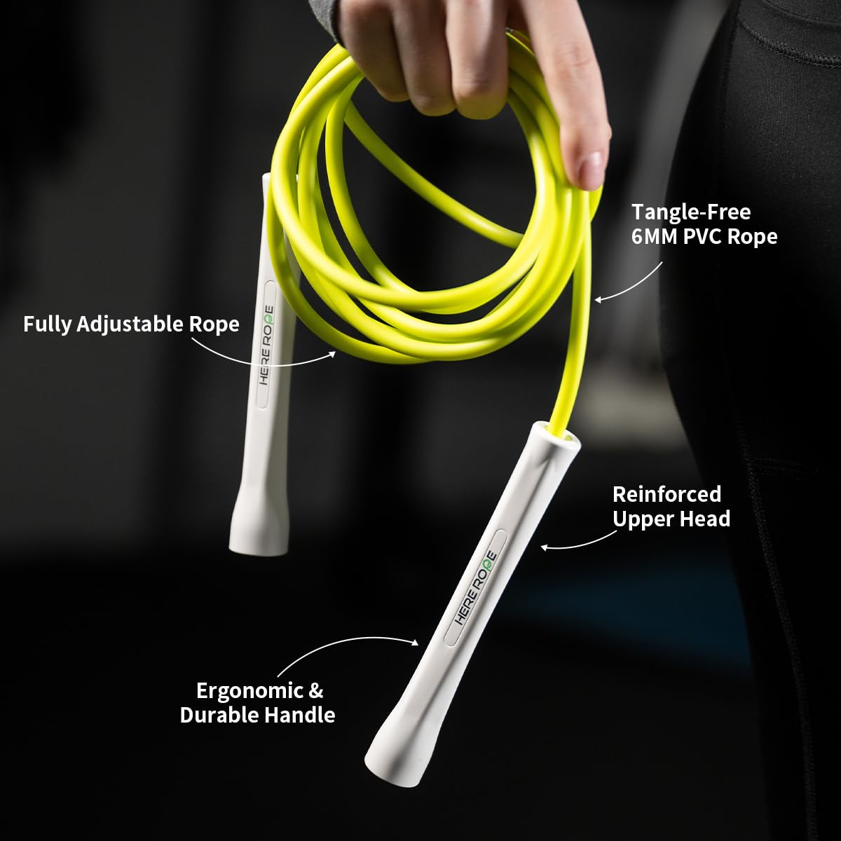 Hererope 6MM PVC Jump Rope for Men & Women Fitness, Speed, Tricks, Cardio Training, Boxing Jump Rope with Unbreakable Handles and Non-Kinking Skipping Rope, Adjustable Jumprope for Indoor Outdoor (Deep Night)