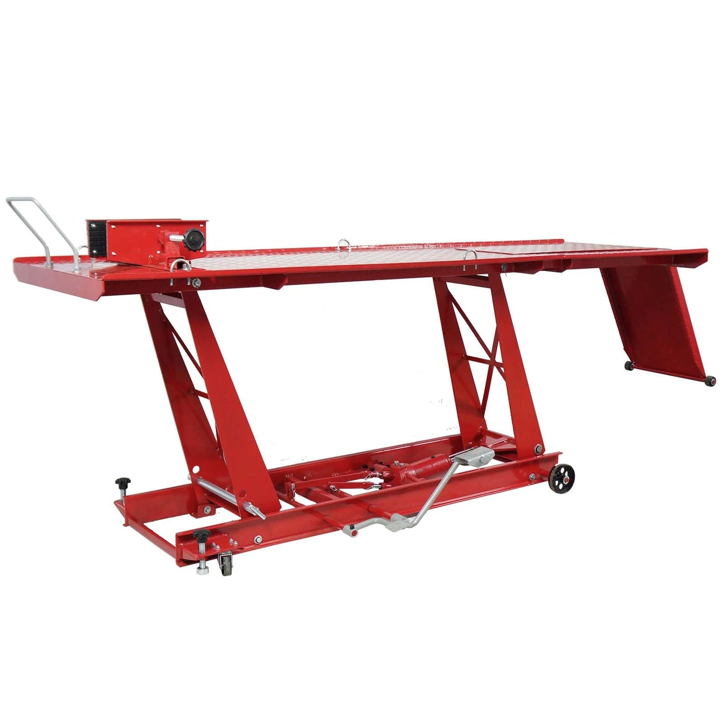 Hydraulic Motorcycle Lift Table 1000 LB Capacity, Heavy-Duty Steel Scissor Lift Hoist with Safety Lock & Wheel Clamp, Adjustable Jack Stand for Motorcycle Repair in Garages, Workshops, Home Use