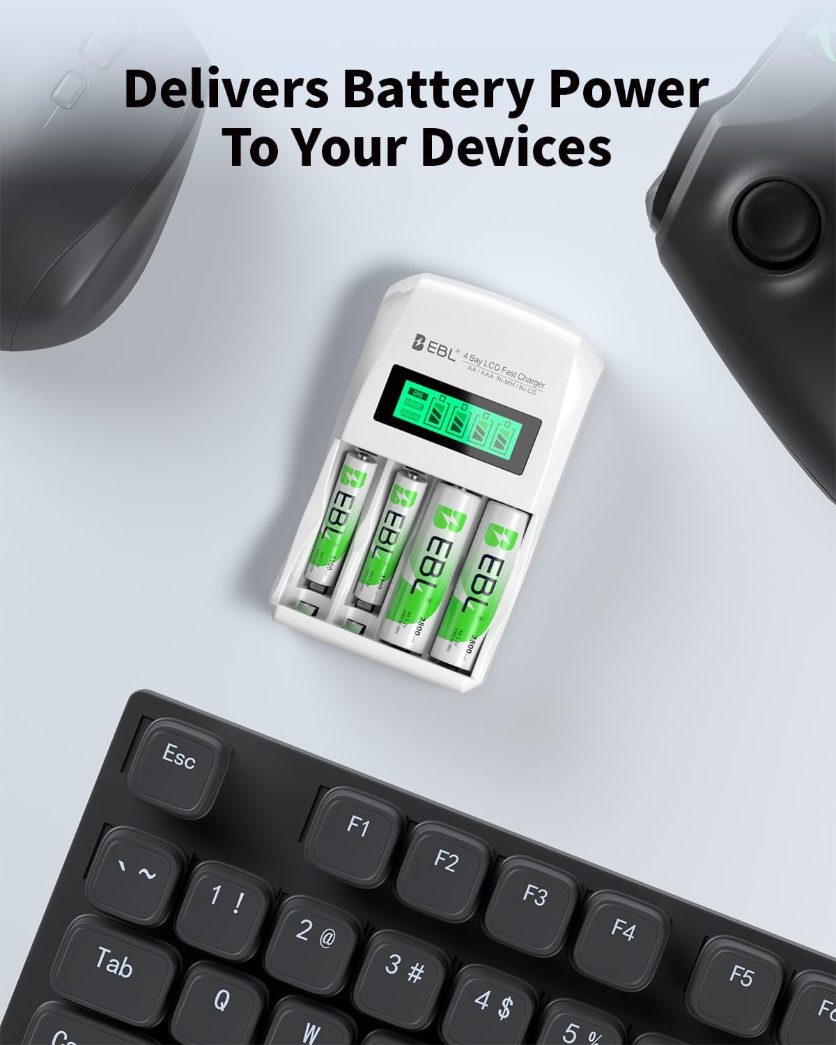 EBL 907 LCD Battery Charger Smart Individual AA AAA Rechargeable Battery Charger for Ni-MH Ni-CD Rechargeable Batteries