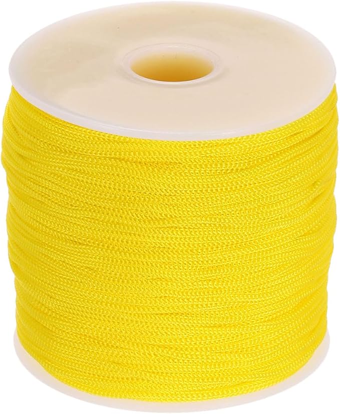 MECCANIXITY 1/16 Inch Polypropylene Rope Braided Ropes, 328ft Nylon Rope Hollow Utility Cord for Clothesline, Camping, Hiking, Outdoor, Yellow