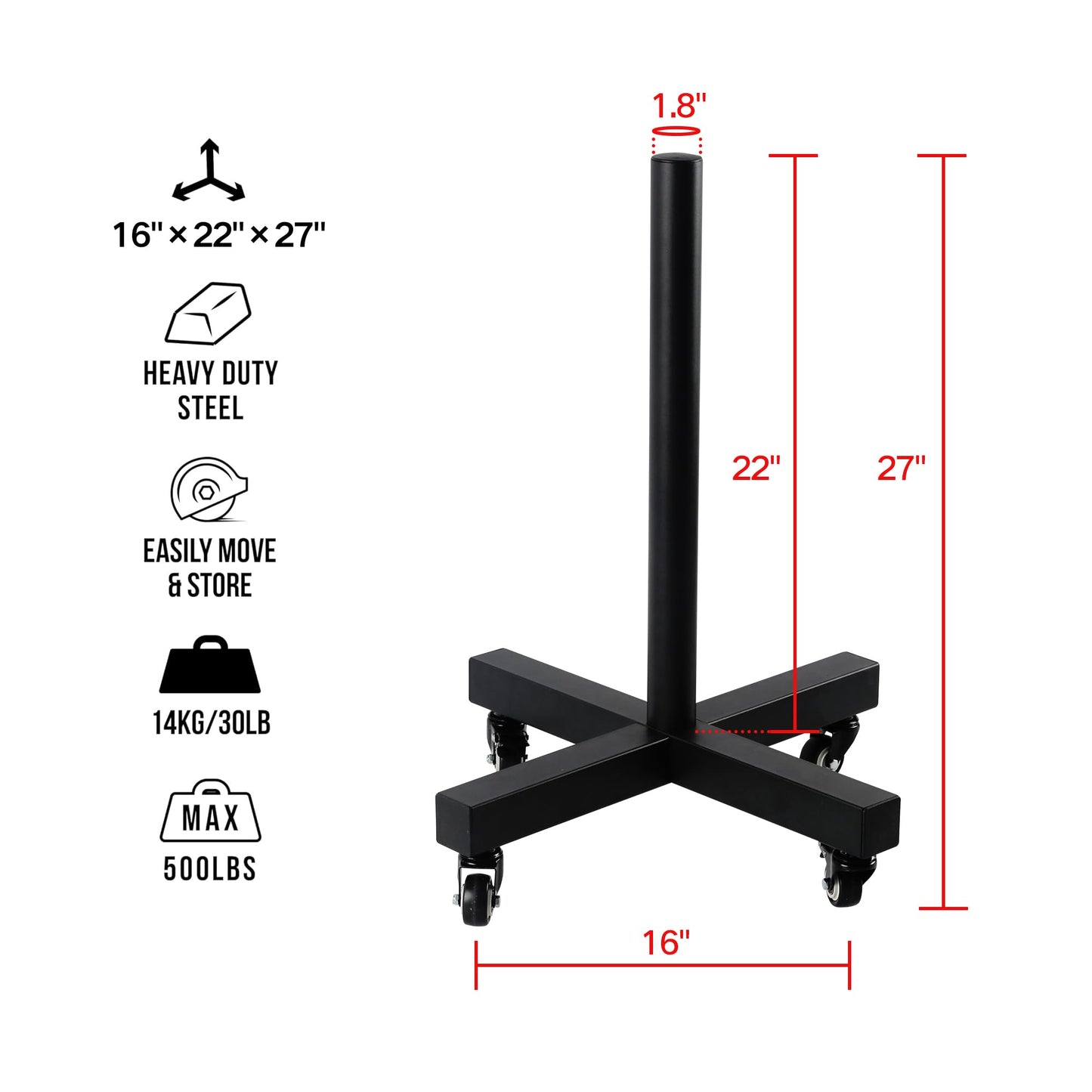 ZUKAM Upgraded Movable Olympic Weight Plate Rack with Wheel for 2-Inch Bumper Plates Weight Storage, Stores up to 800lbs of olympic weight plate, Sold in pairs(Black)