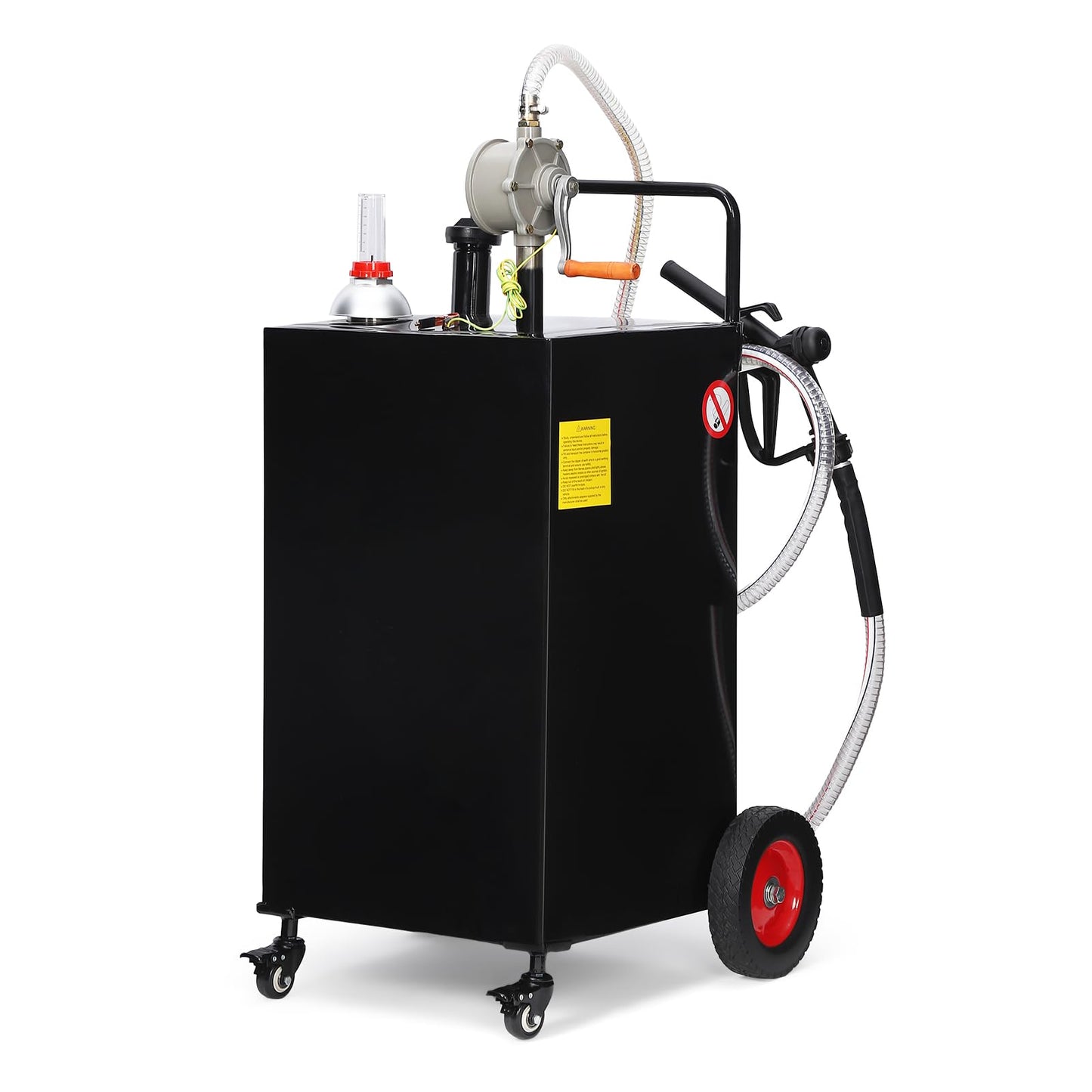 50 Gallon Portable Fuel Caddy with Manual Pump, Heavy Duty Gasoline & Diesel Transfer Tank On 4 Wheels, Mobile Fuel Storage Container for Truck, Boat, Lawn Mower, ATV, Garage & Farm Use – Black
