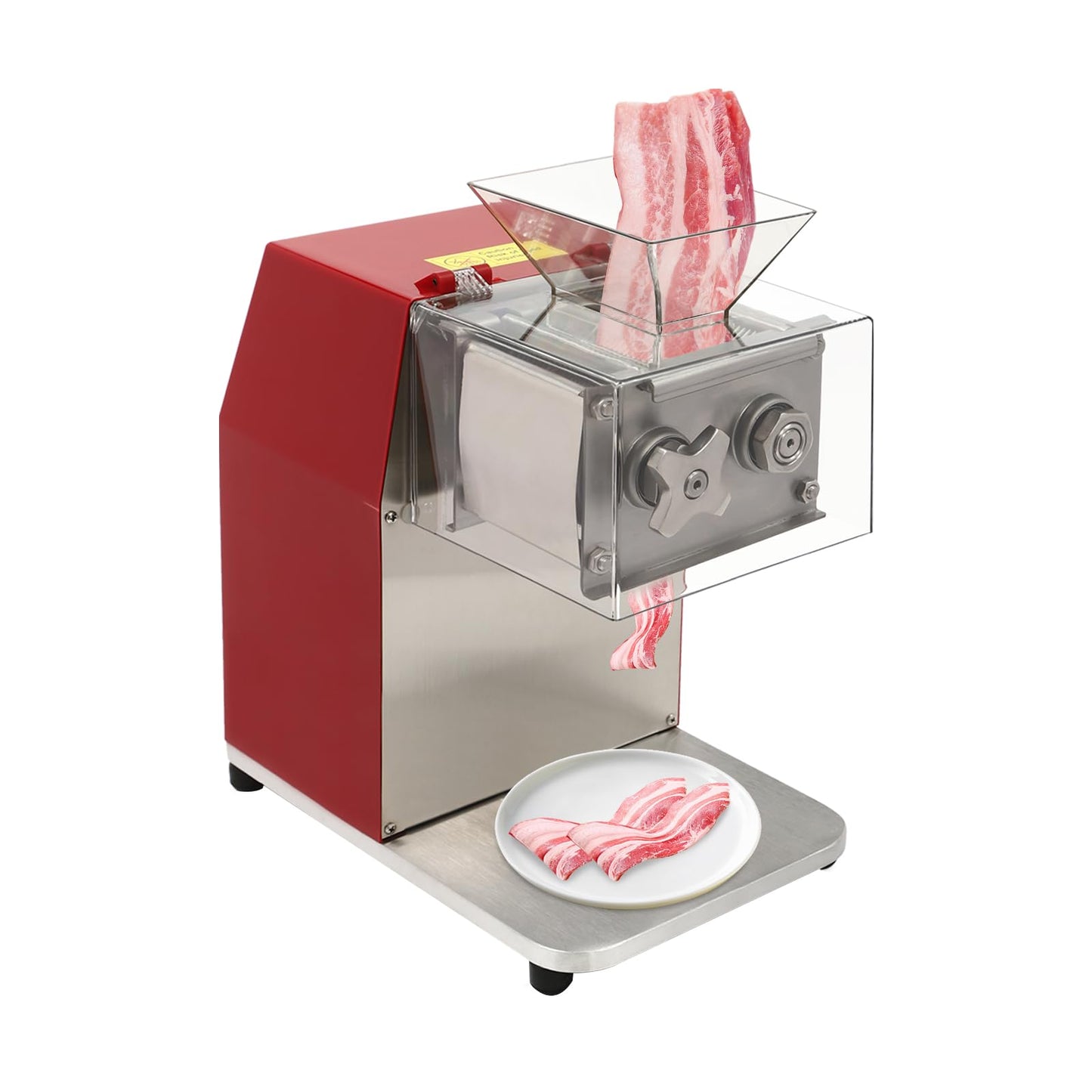 Commercial Meat Cutting Machine, 1100W Meat Shredding Machine, 3.5mm Blade Electric Meat Cutter, Stainless Steel Restaurant Food Cutter, for Kitchen Supermarket Lamb Beef Chicken, Red