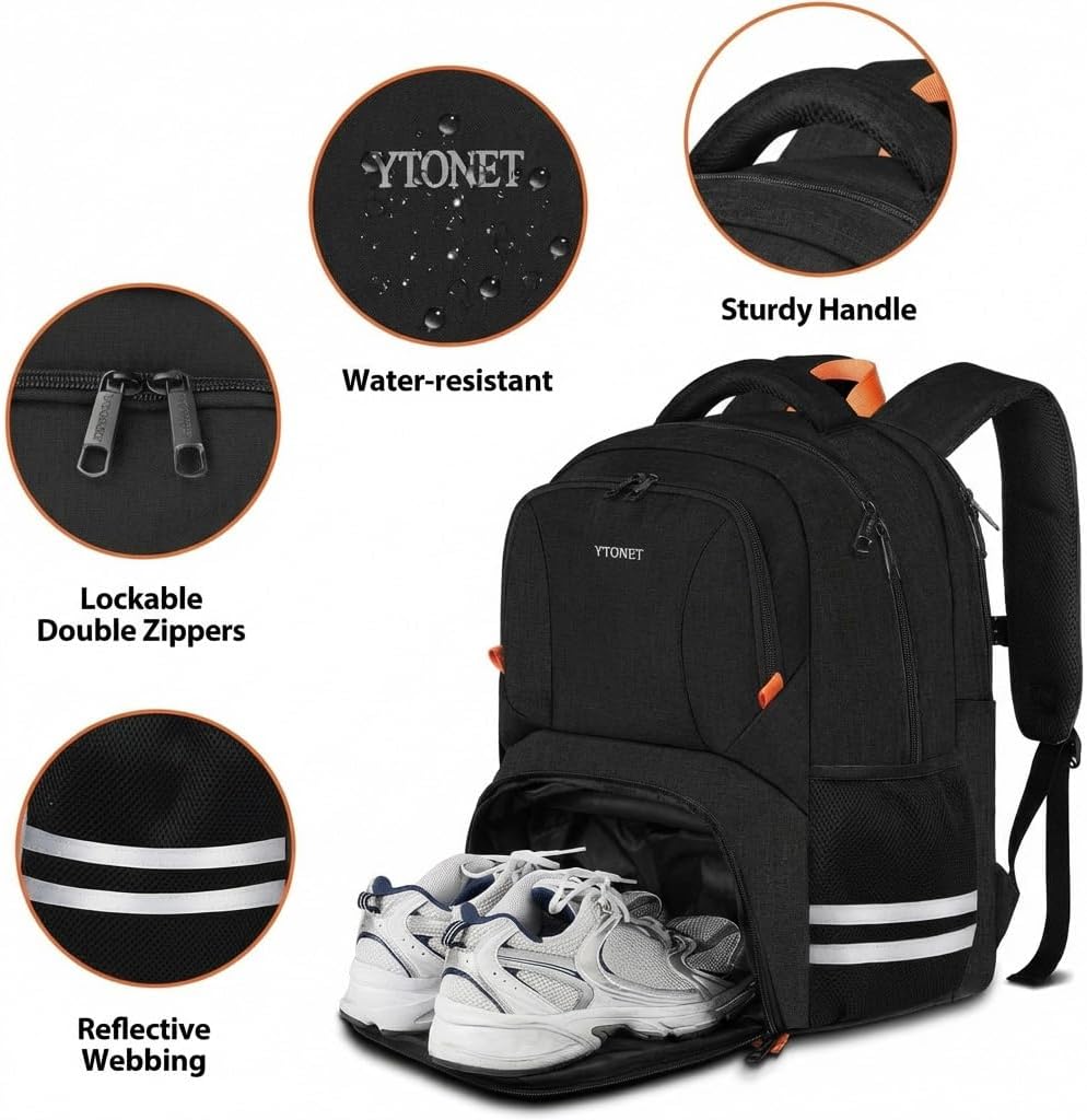 Backpack Backpack 15.6 Inch, Ytonet Gym For Men Women, Travel Sports Track Bag With Shoe Compartment, Large Workout