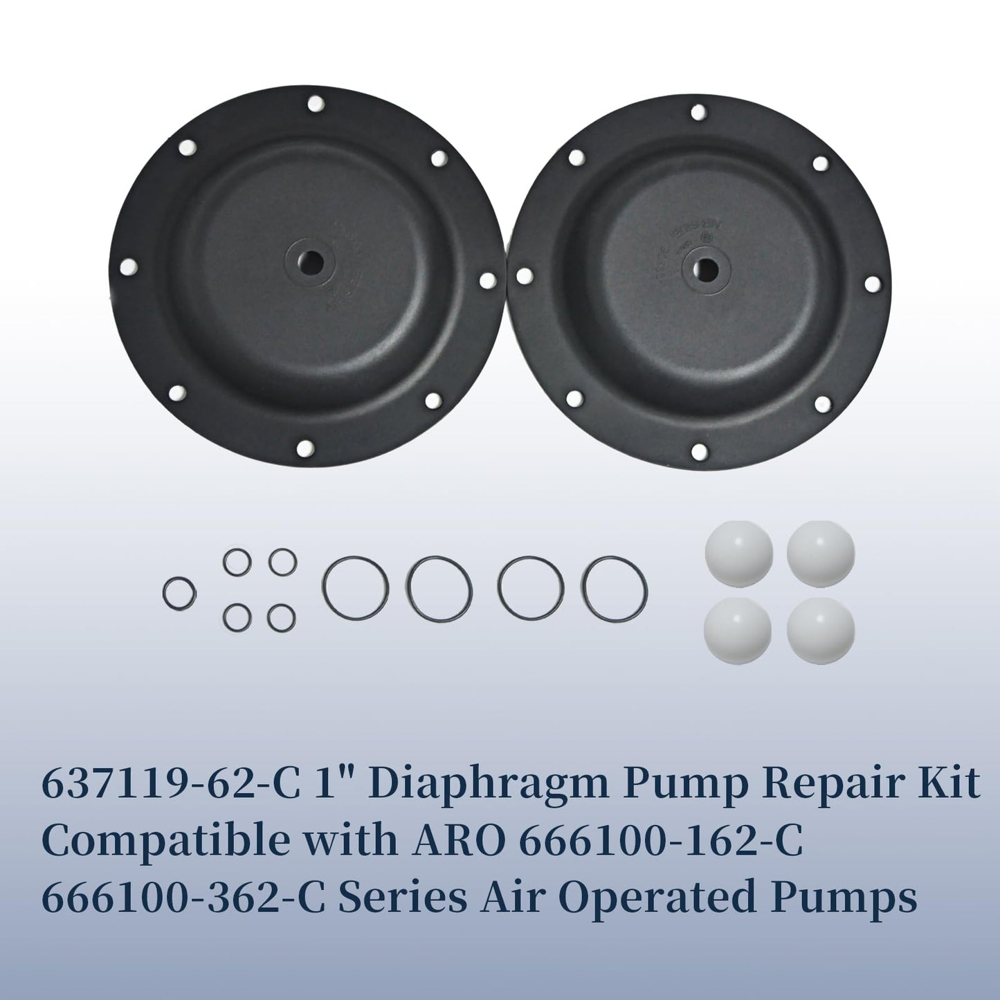 637119-62-C 1" Diaphragm Pump Repair Kit - Compatible with ARO 666100-162-C 666100-362-C Series Air Operated Pumps