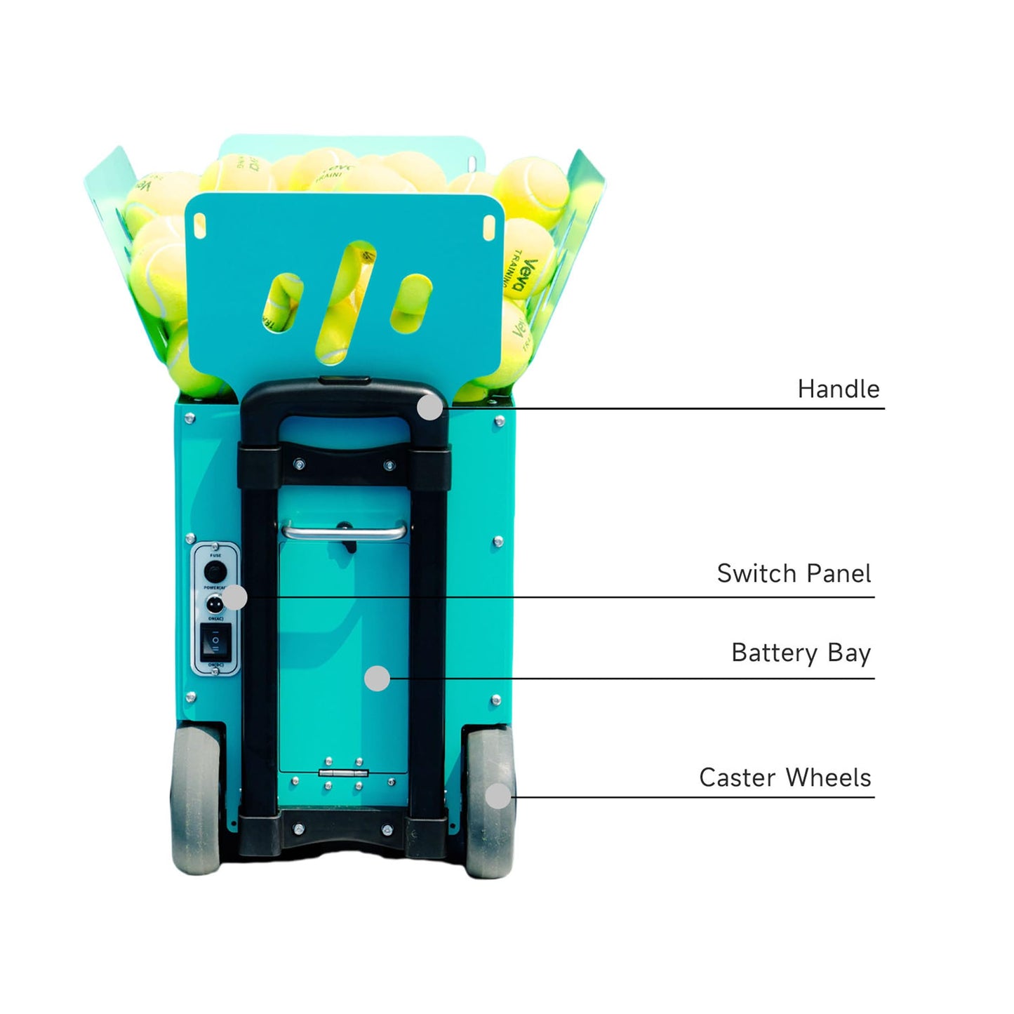Veva V2 Portable Tennis Ball Machine with App & Remote, 68MPH Speed, 120-Ball Capacity, 4-8H Battery, Advanced Spin Control for Indoor/Outdoor Training (Refreshing Mint)