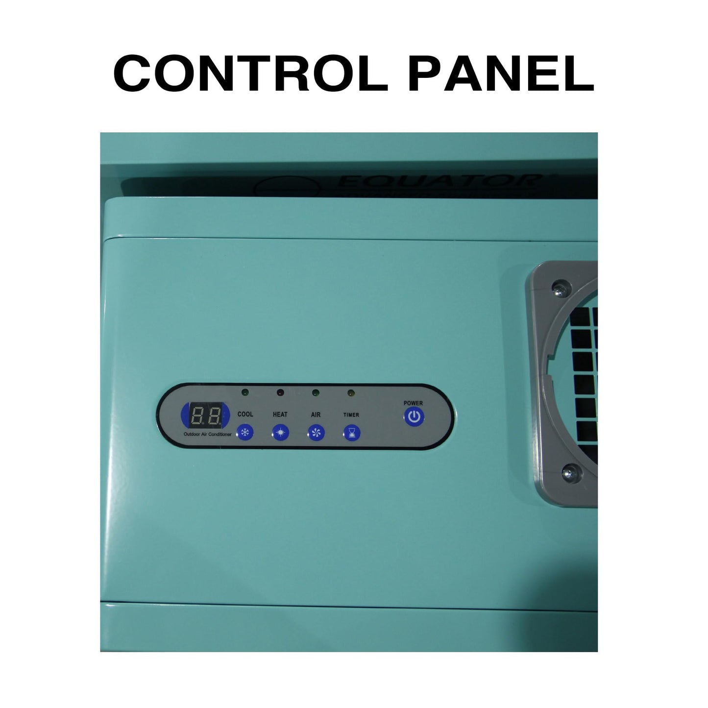 Equator 3-in-1, HEATER/Fan/AC 9000BTU Outdoor Air Conditioner IP24 Casters 110V (Turquoise Blue)