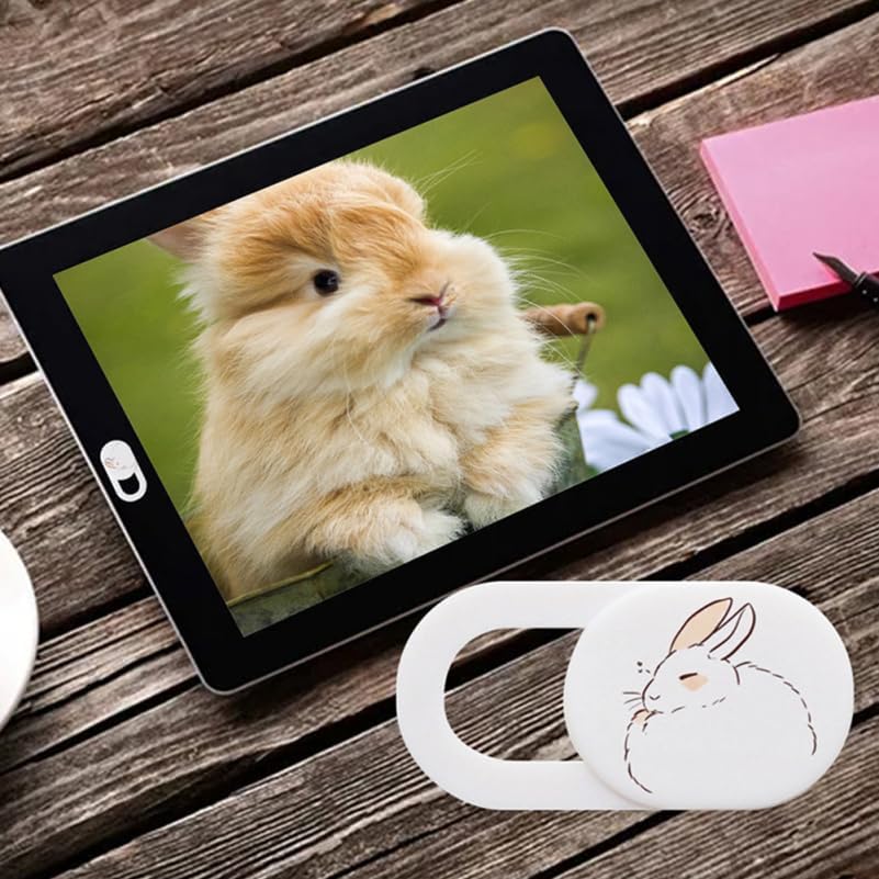 DIYEAH 3Pcs Cartoon Sleepy Bunny Cover Slide Privacy Protection for Tablets and Phones Ultra-Thin Webcam Cute Design