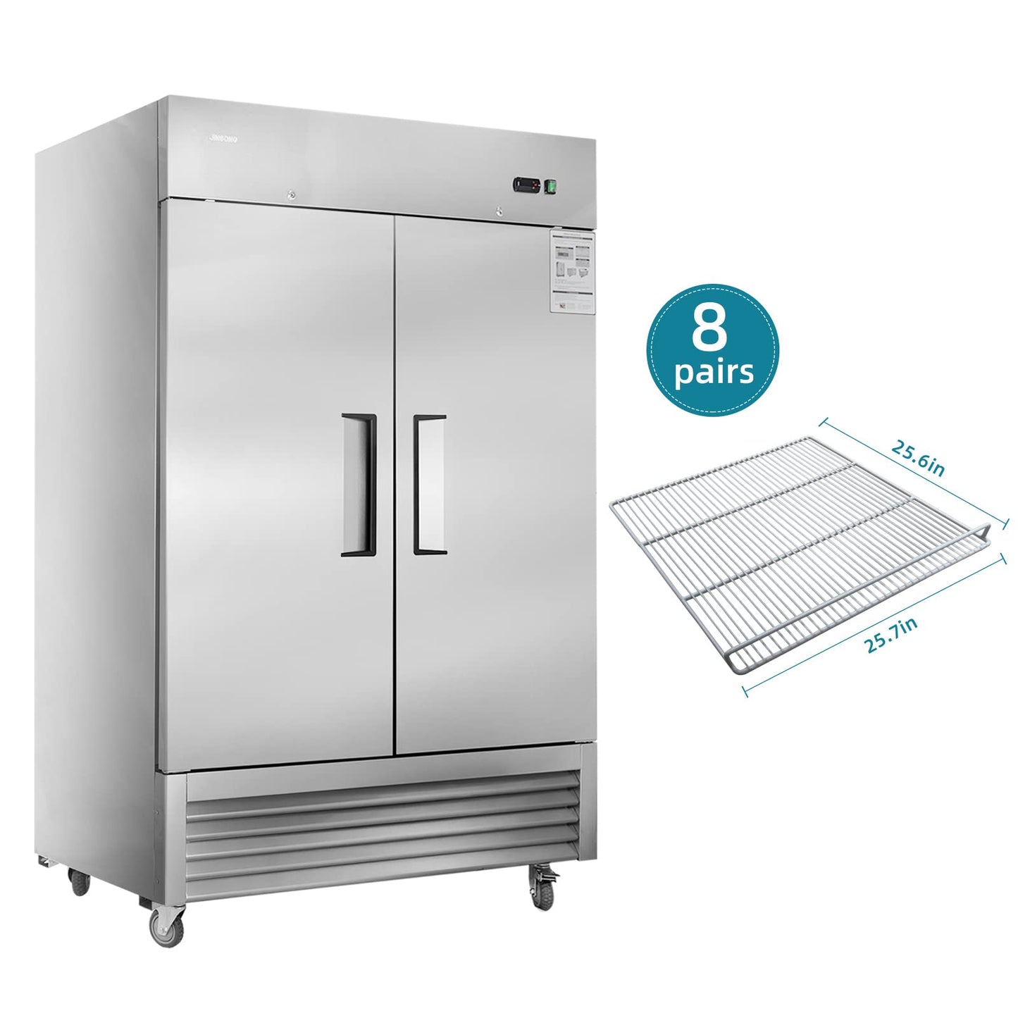 JINSONG 54" Commercial Freezer, 49 cu.ft with 2 Solid Door Stainless Steel Reach-in Freezer for Restaurant, Bar, Shop, Residential